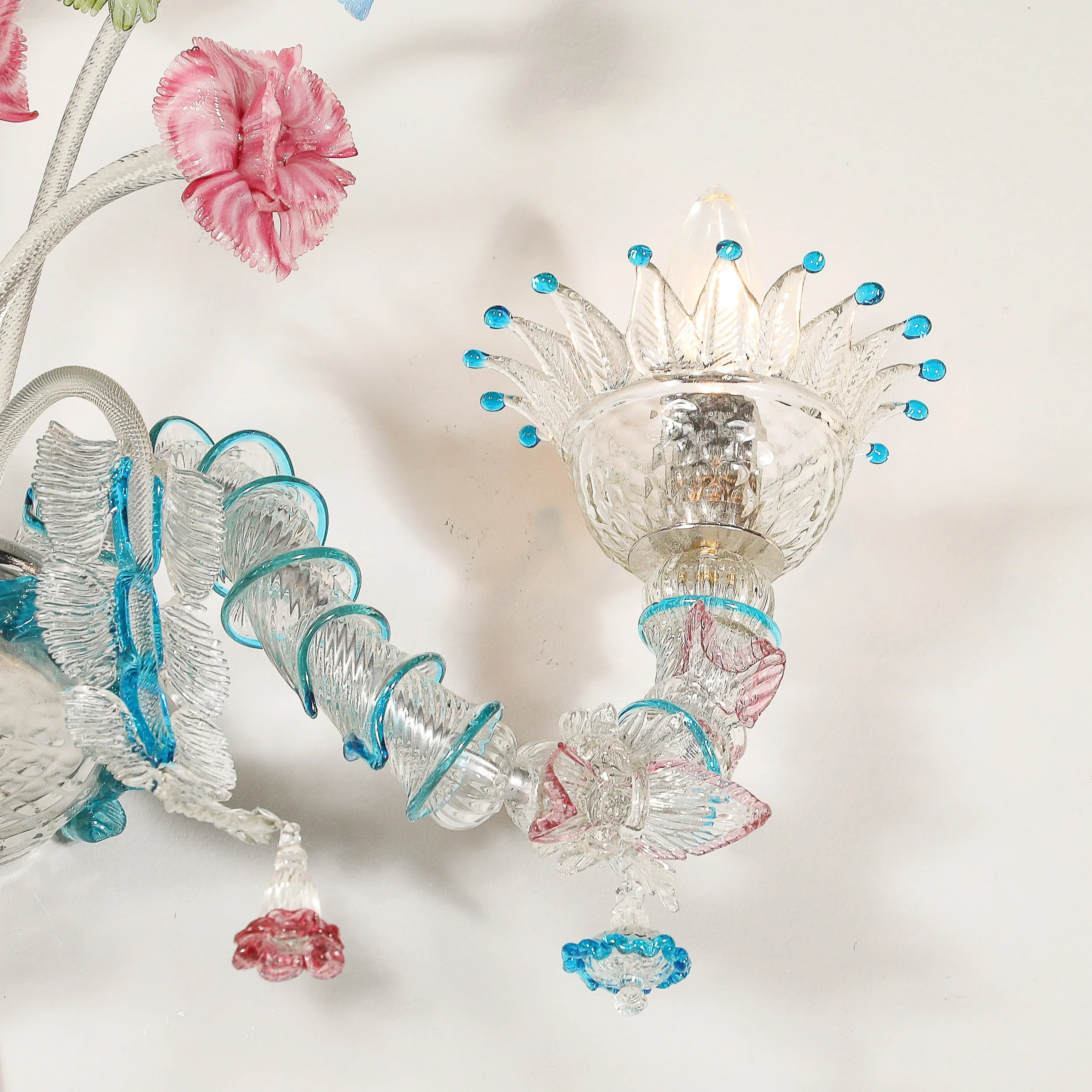 Pair of Mid-Century Hand-Blown Murano 3-Arm Classical Wall Sconces — image 12