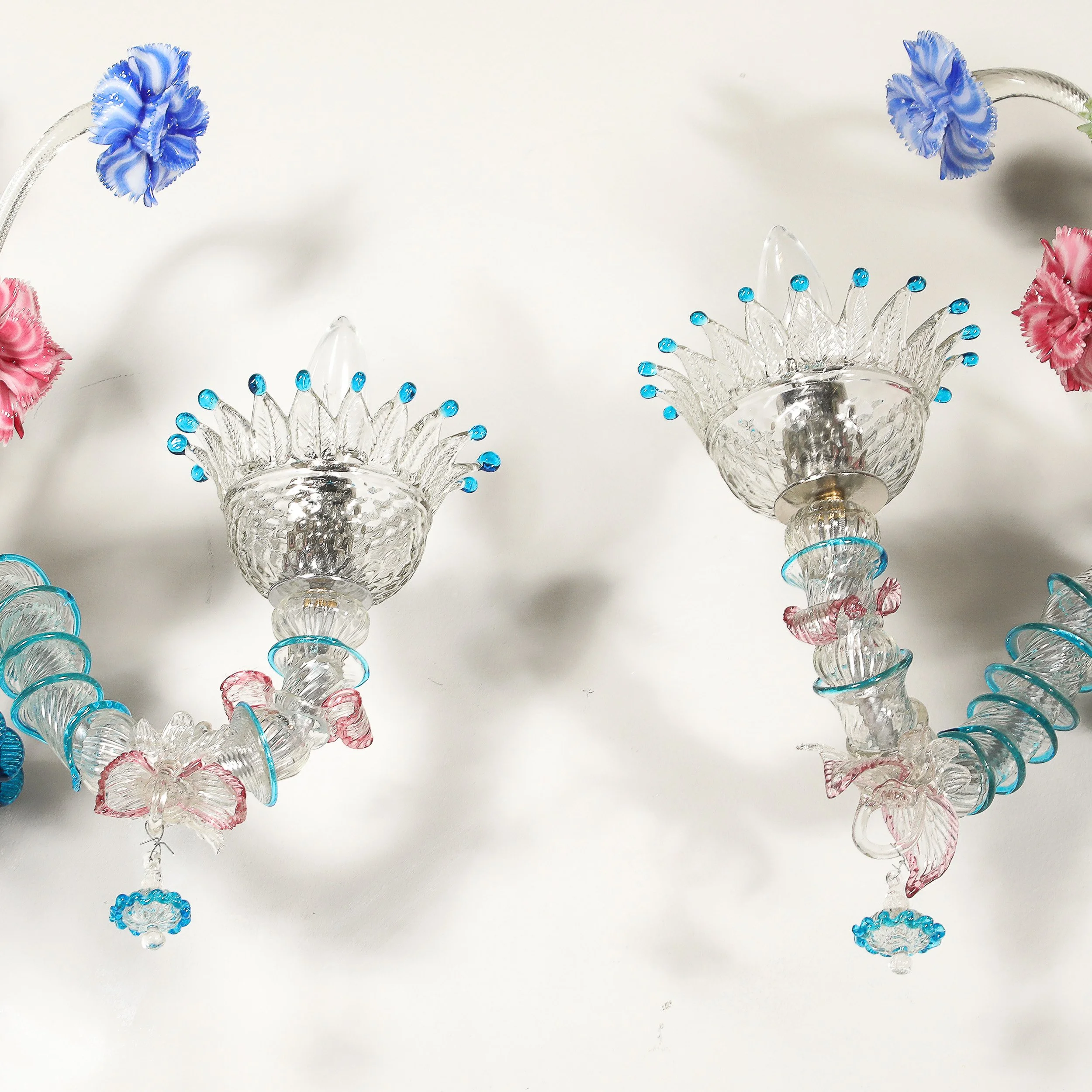 Pair of Mid-Century Hand-Blown Murano 3-Arm Classical Wall Sconces — image 17
