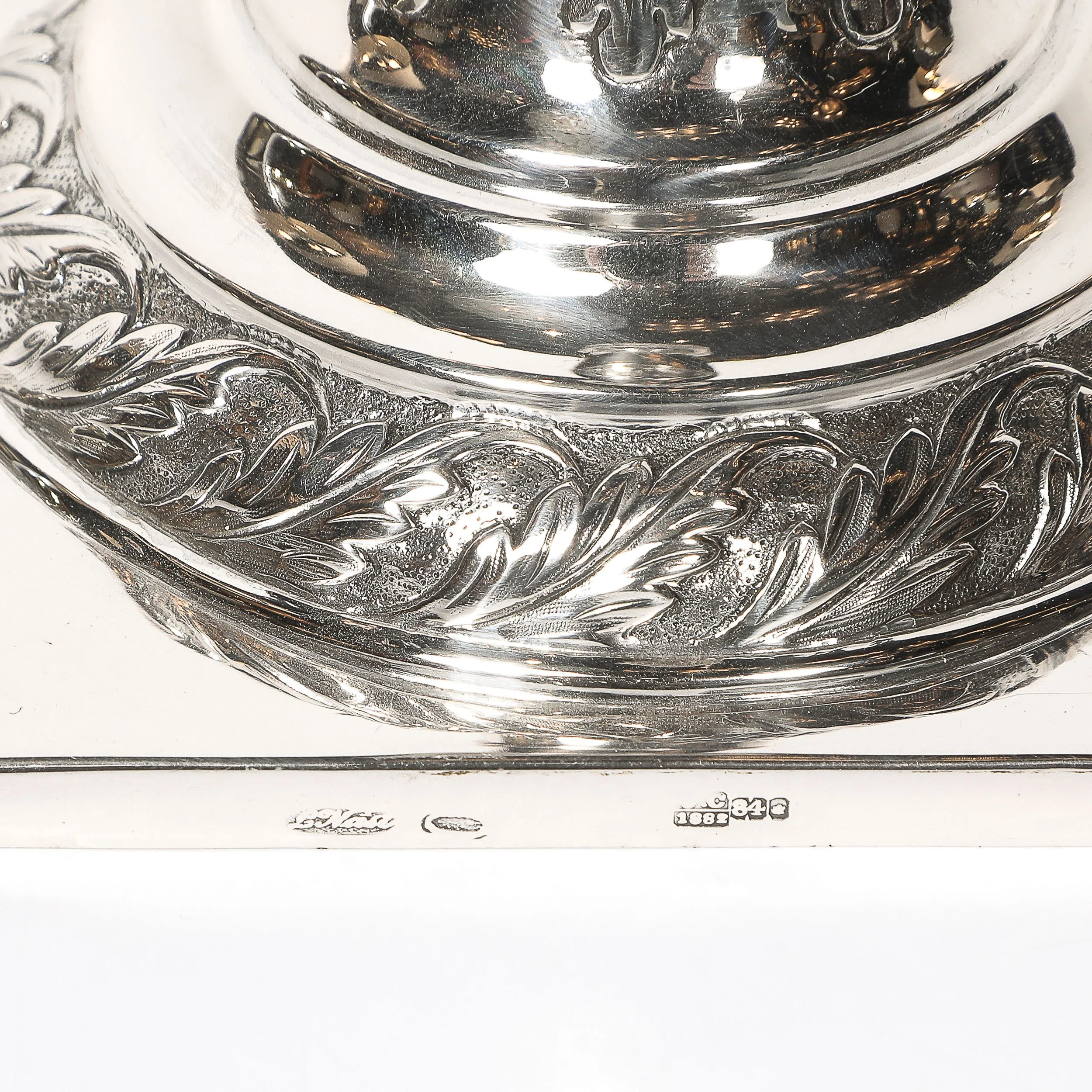Pair of Silver Corinthian Column & Acanthus Sabbath Candlesticks by Ludwig Nast — image 3
