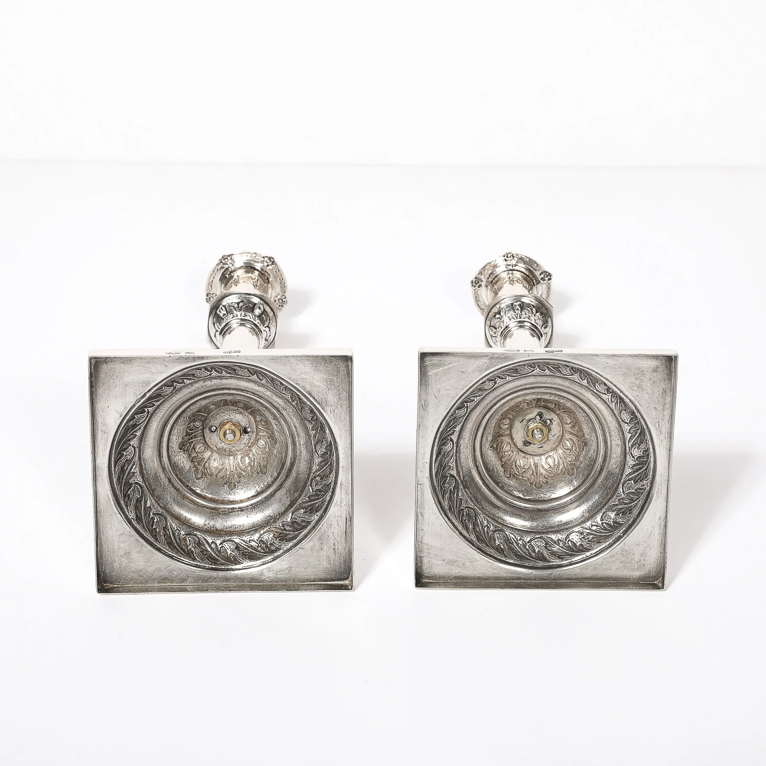 Pair of Silver Corinthian Column & Acanthus Sabbath Candlesticks by Ludwig Nast — image 15