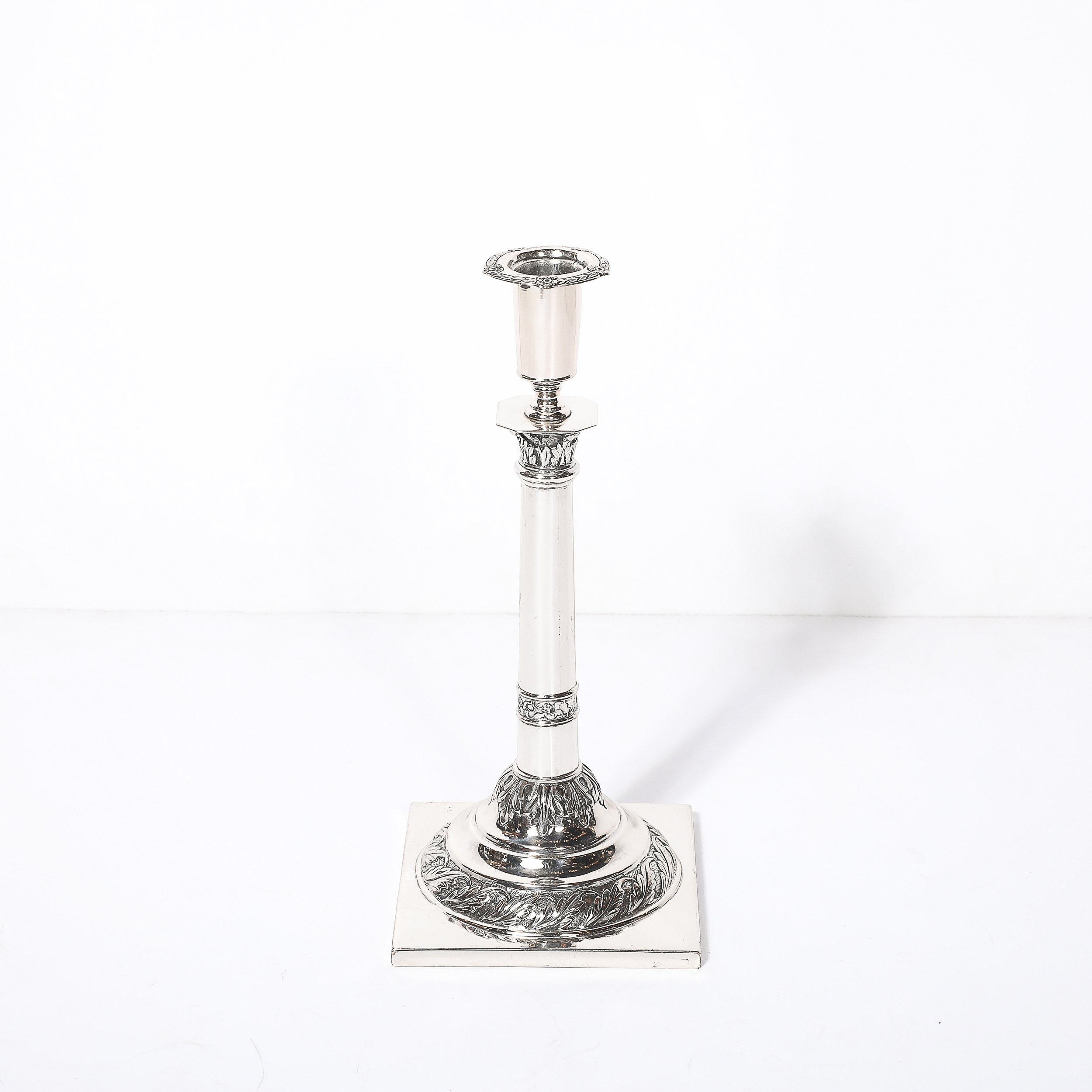 Pair of Silver Corinthian Column & Acanthus Sabbath Candlesticks by Ludwig Nast — image 16