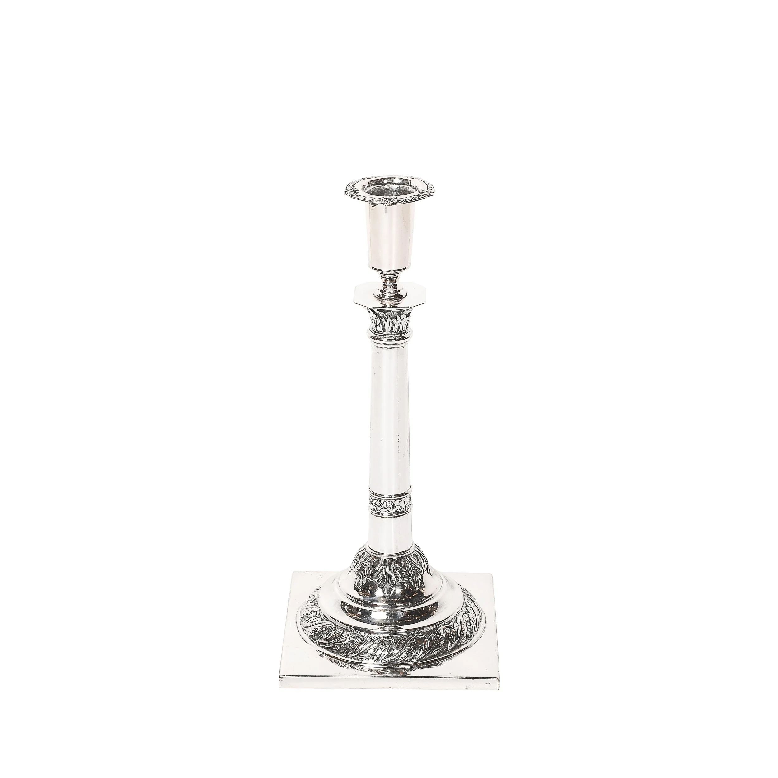 Pair of Silver Corinthian Column & Acanthus Sabbath Candlesticks by Ludwig Nast — image 17