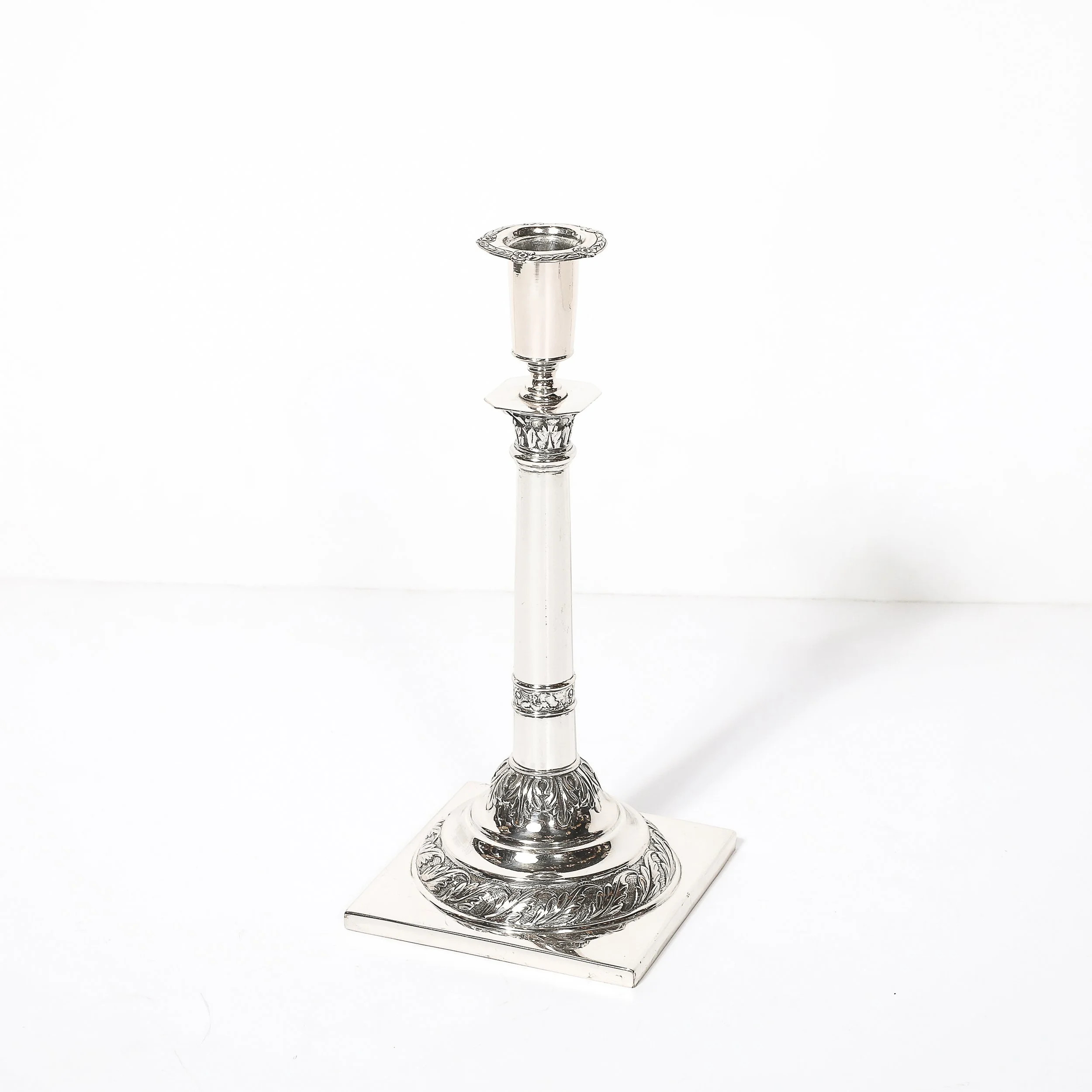Pair of Silver Corinthian Column & Acanthus Sabbath Candlesticks by Ludwig Nast — image 18