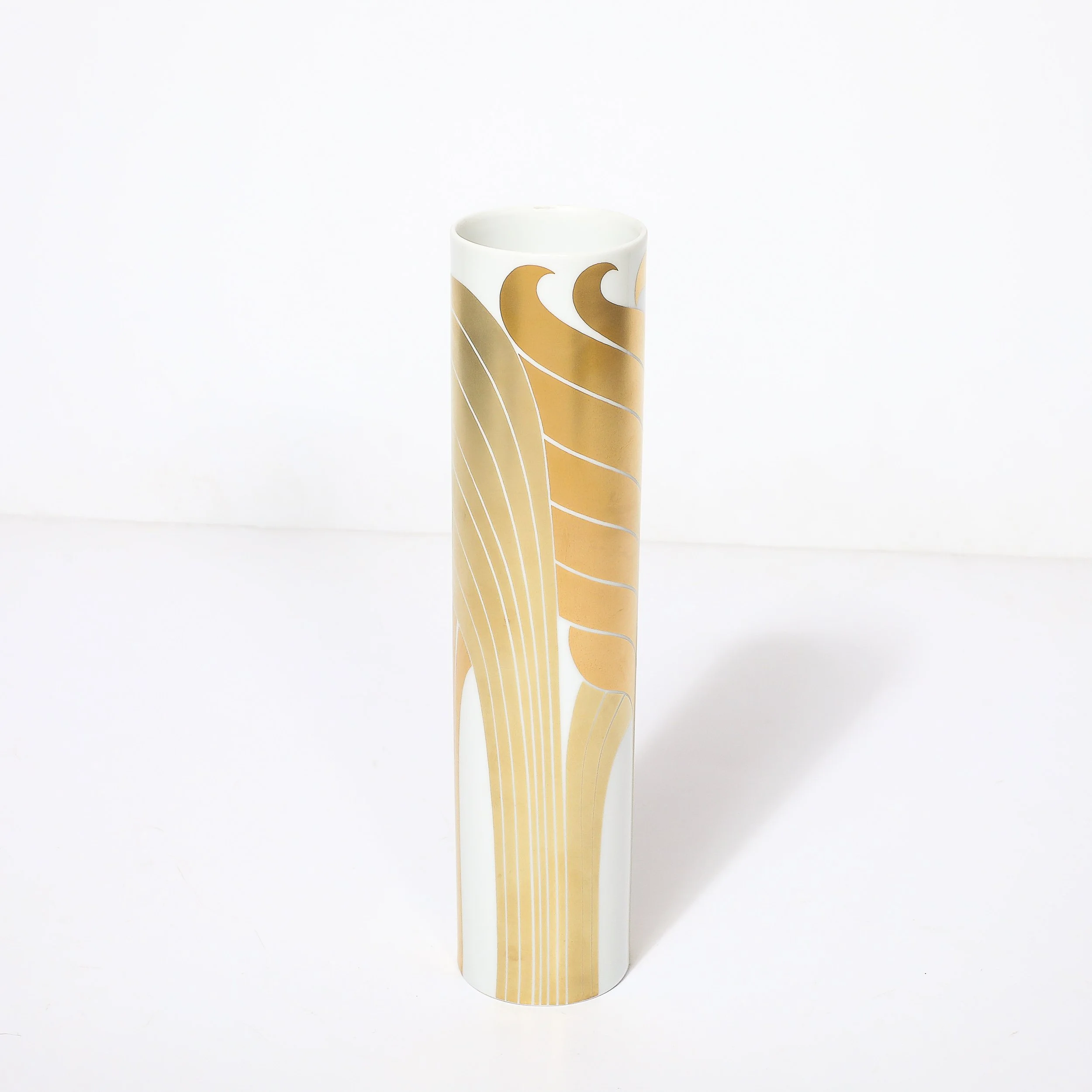 Mid-Century Porcelain Cylindrical Vase w/ 24karat Gold Overlay by Rosenthal — image 11