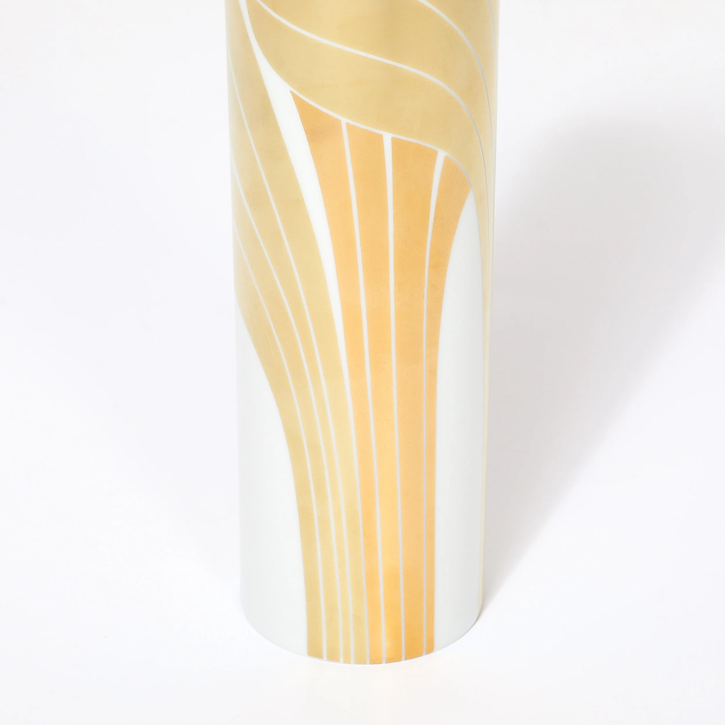 Mid-Century Porcelain Cylindrical Vase w/ 24karat Gold Overlay by Rosenthal — image 13