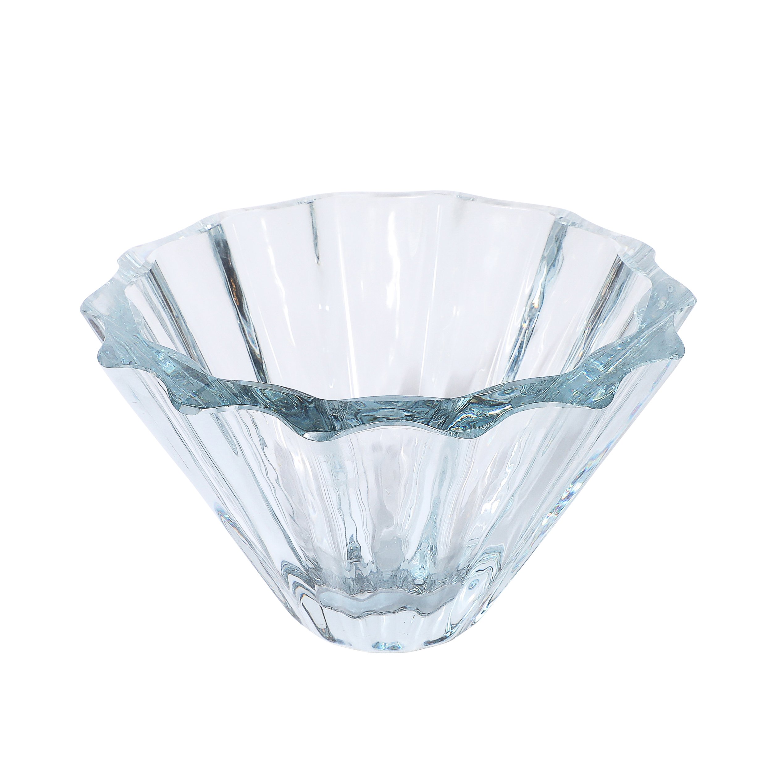 Mid-Century Modern Strombergshyttan Blue Crystal Fluted Glass Bowl — image 1