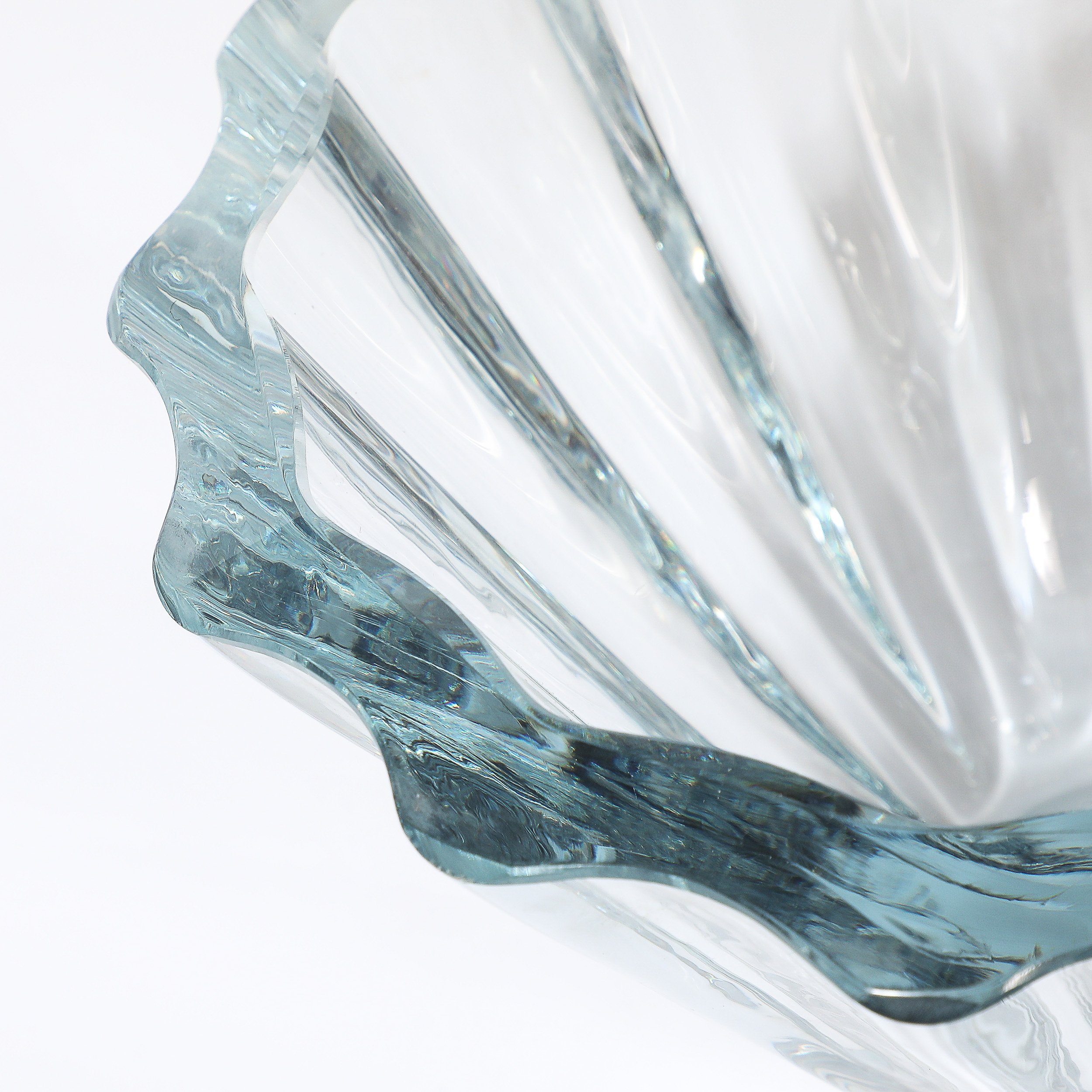 Mid-Century Modern Strombergshyttan Blue Crystal Fluted Glass Bowl — image 2