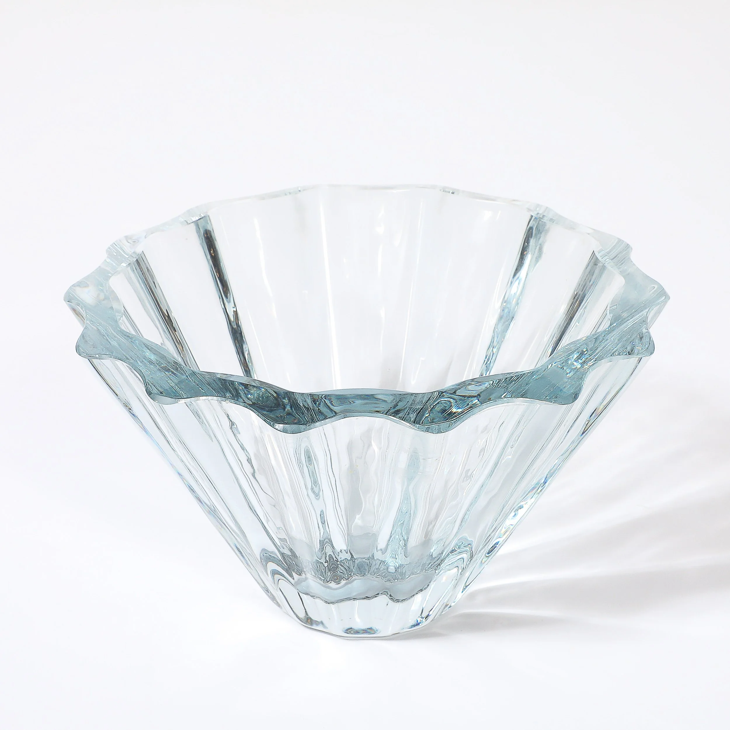 Mid-Century Modern Strombergshyttan Blue Crystal Fluted Glass Bowl — image 4