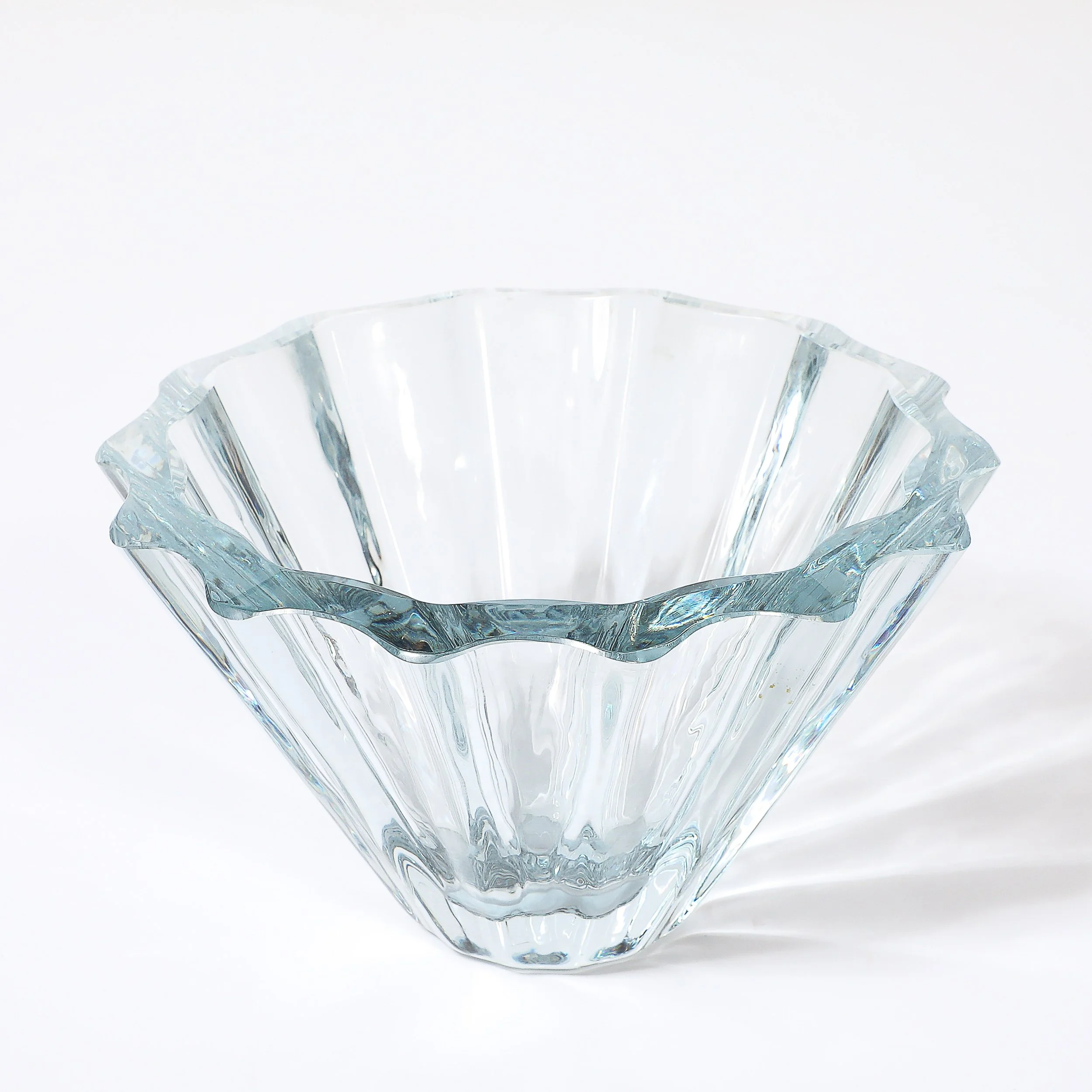 Mid-Century Modern Strombergshyttan Blue Crystal Fluted Glass Bowl — image 5