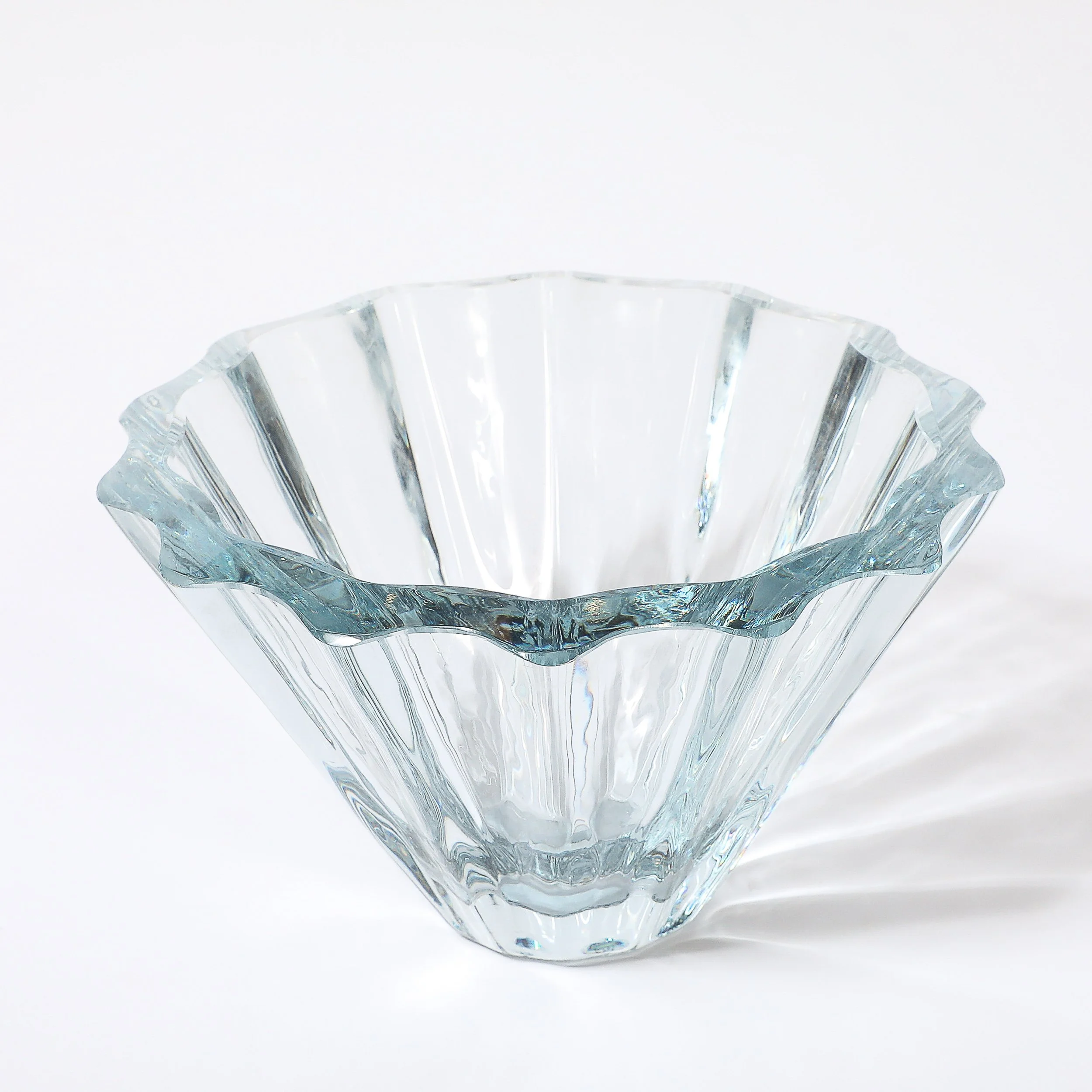 Mid-Century Modern Strombergshyttan Blue Crystal Fluted Glass Bowl — image 6