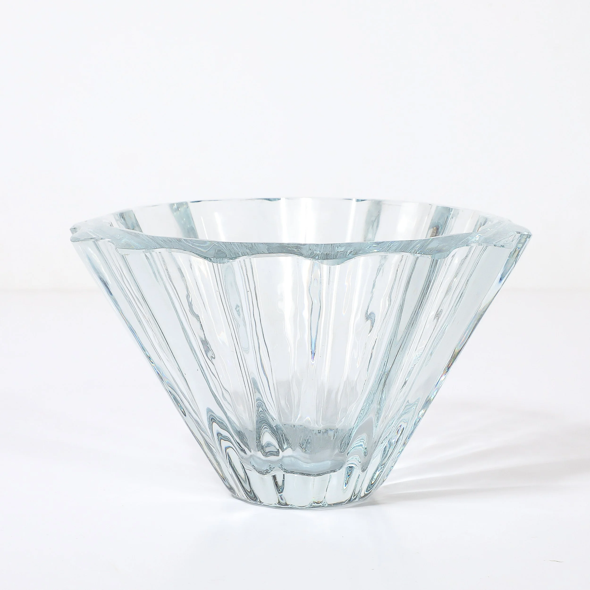 Mid-Century Modern Strombergshyttan Blue Crystal Fluted Glass Bowl — image 7