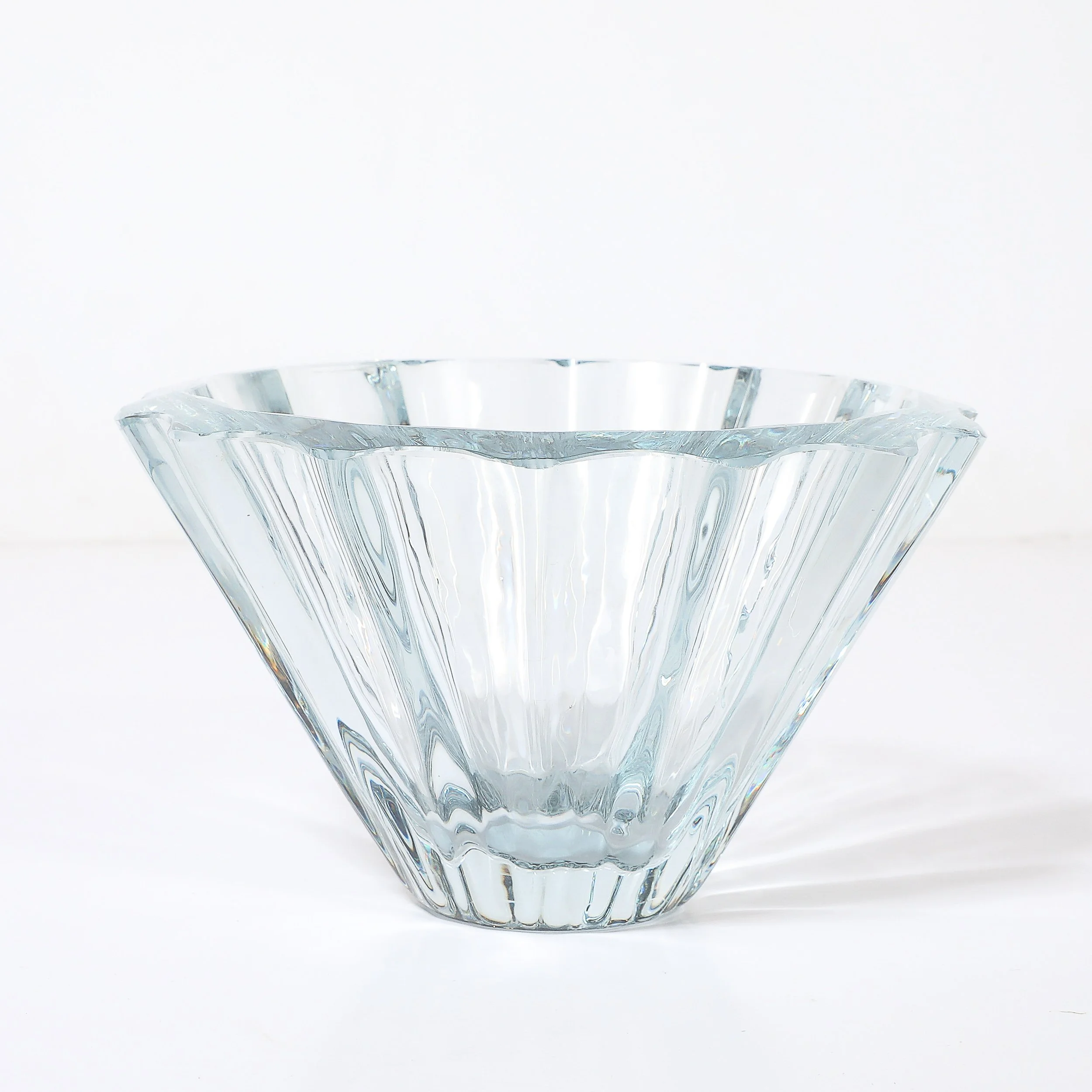 Mid-Century Modern Strombergshyttan Blue Crystal Fluted Glass Bowl — image 8