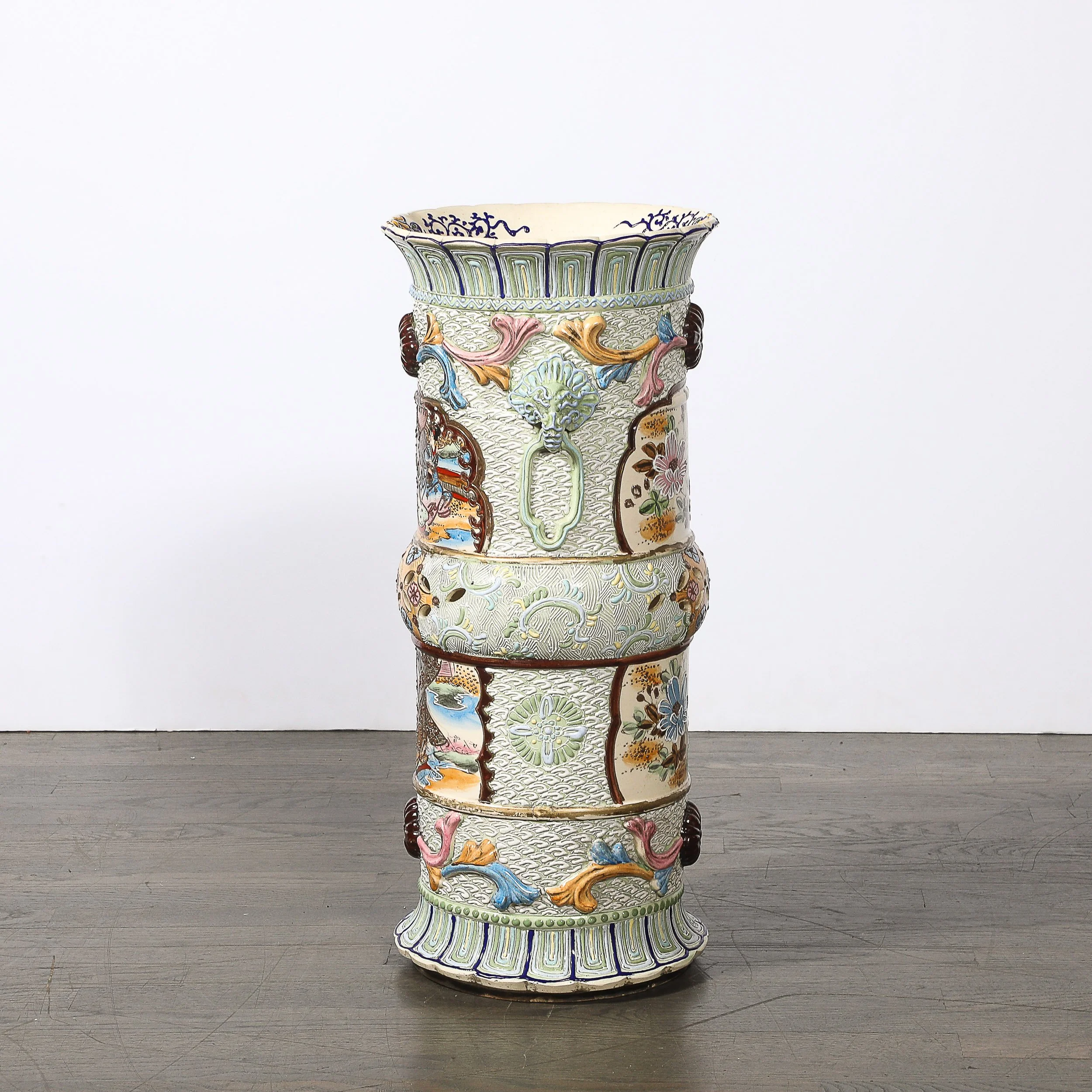Vintage Japanese Satsuma Bead-Design Ceramic Umbrella Stand — image 7