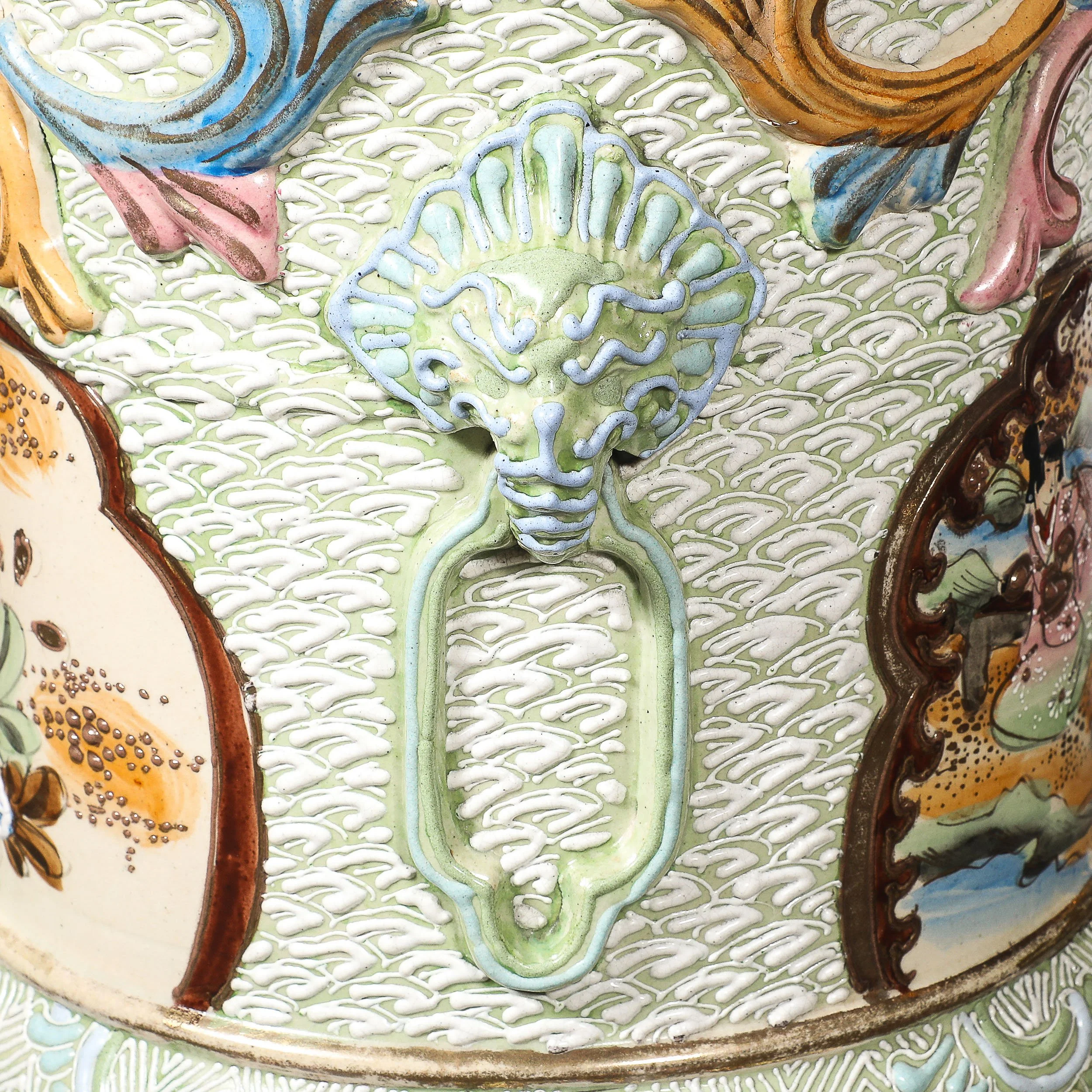 Vintage Japanese Satsuma Bead-Design Ceramic Umbrella Stand — image 9