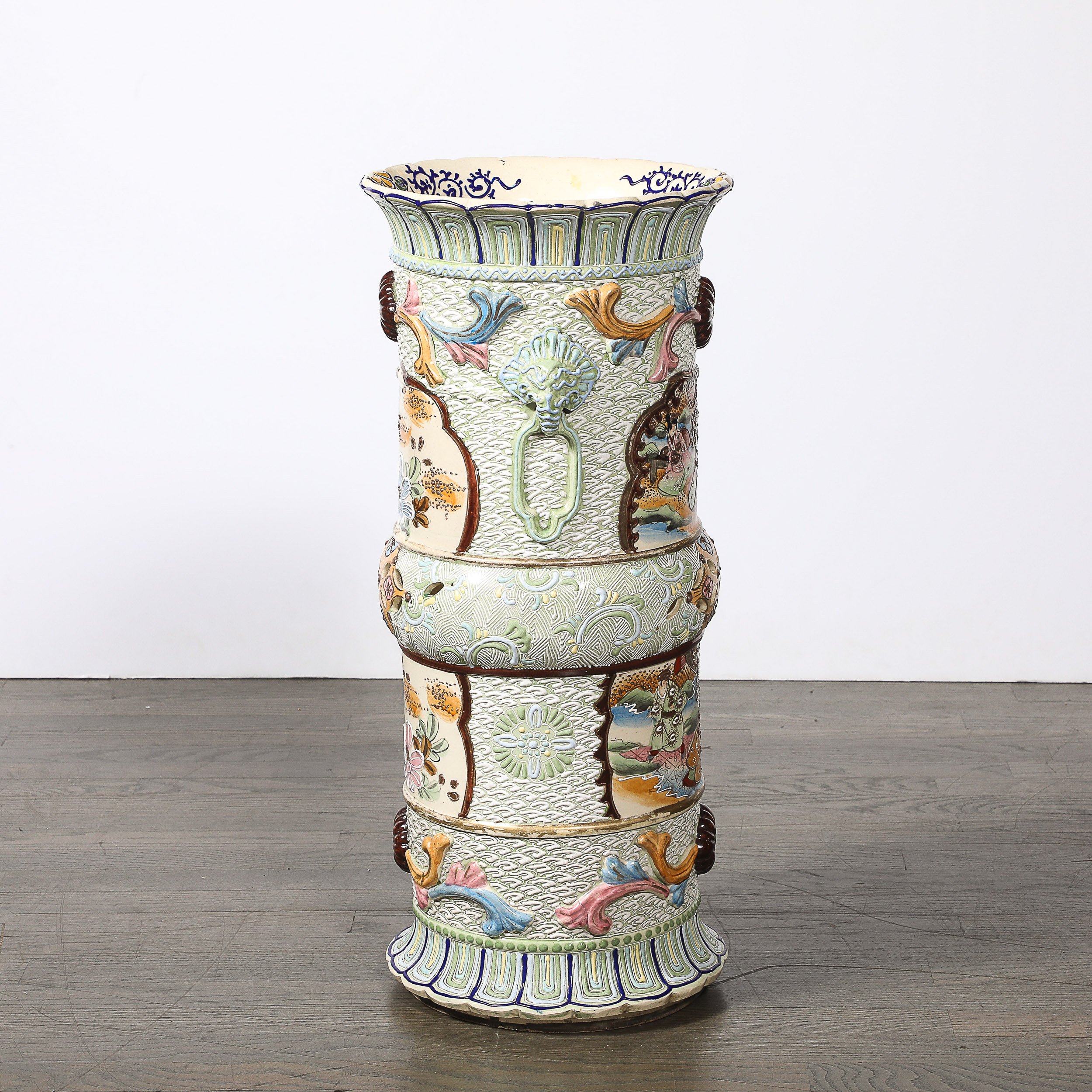 Vintage Japanese Satsuma Bead-Design Ceramic Umbrella Stand — image 14