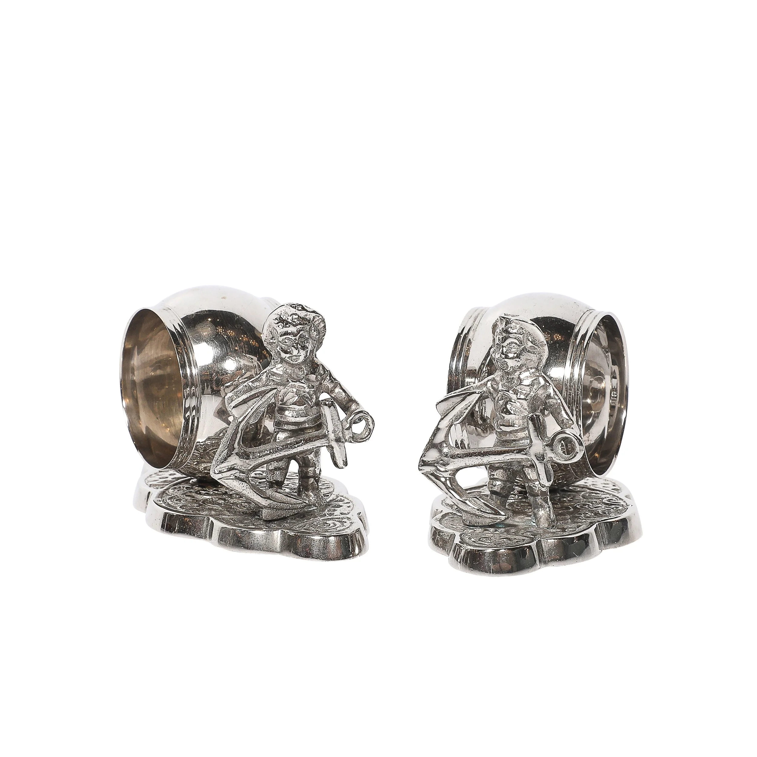 Pair of Victorian Silver-Plated Figural Napkin Rings — image 1