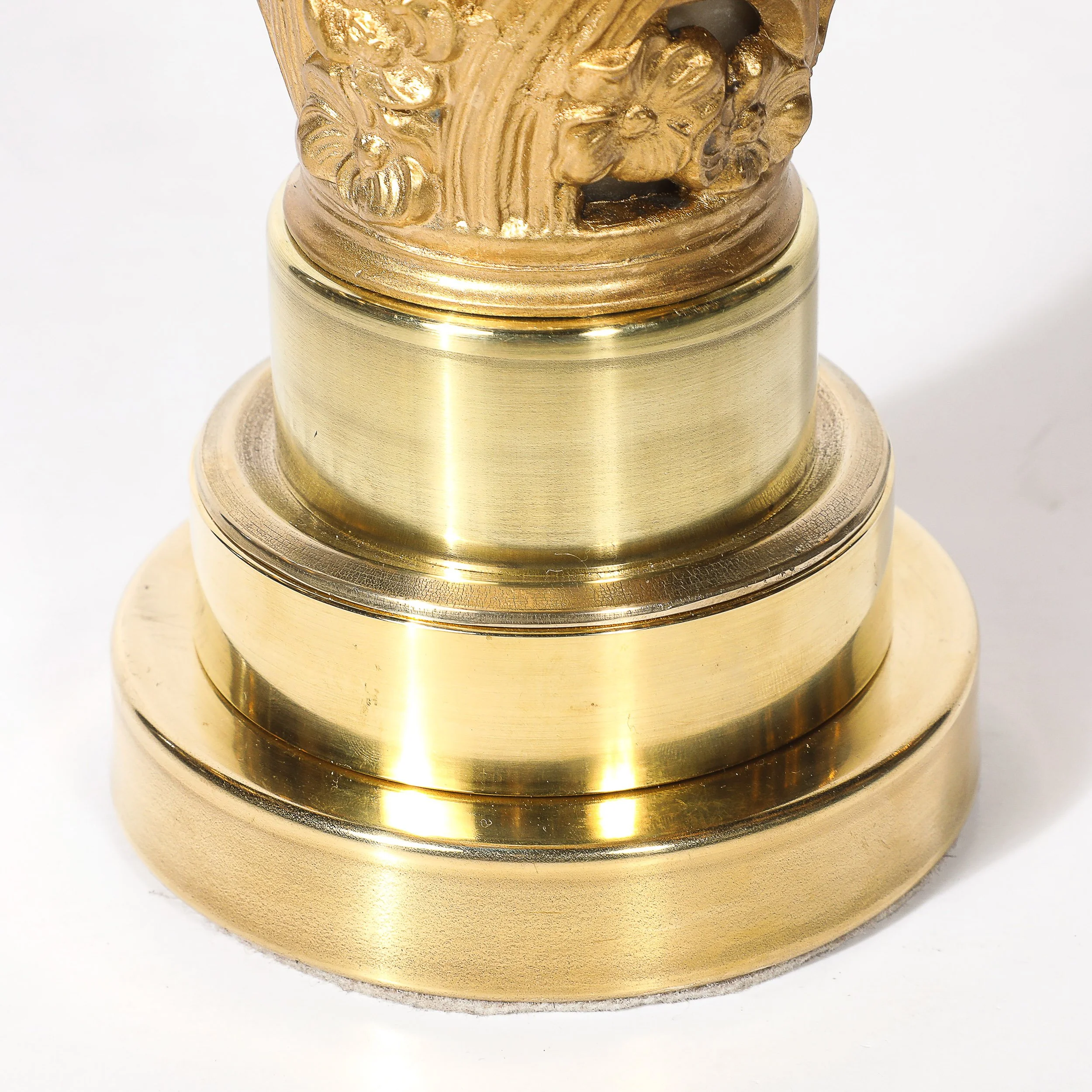 Pair of Art Deco Gilt Bronze & Alabaster Table Lamps on Polished Brass Bases — image 5