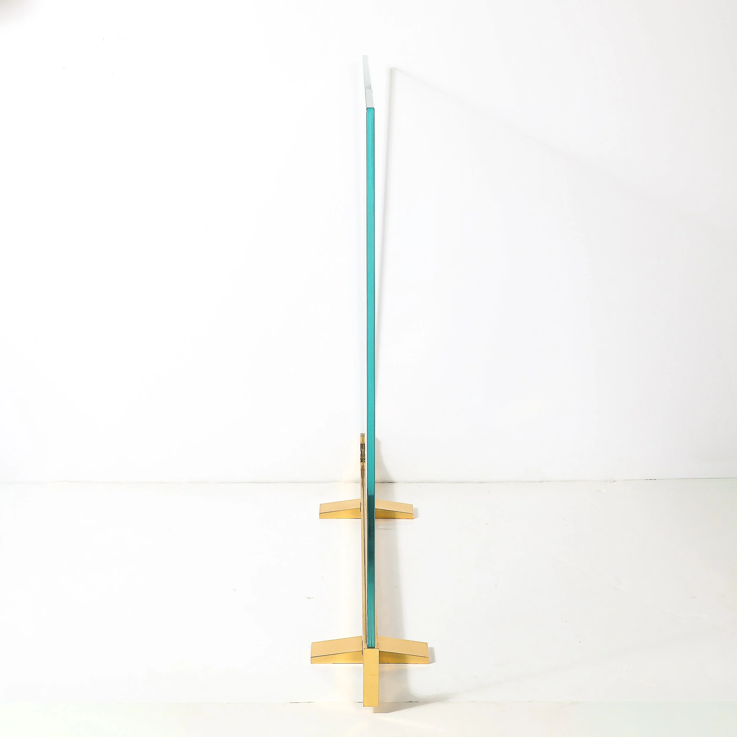 Mid-Century Sculptural Polished Brass & Glass Fireplace Screen — image 8