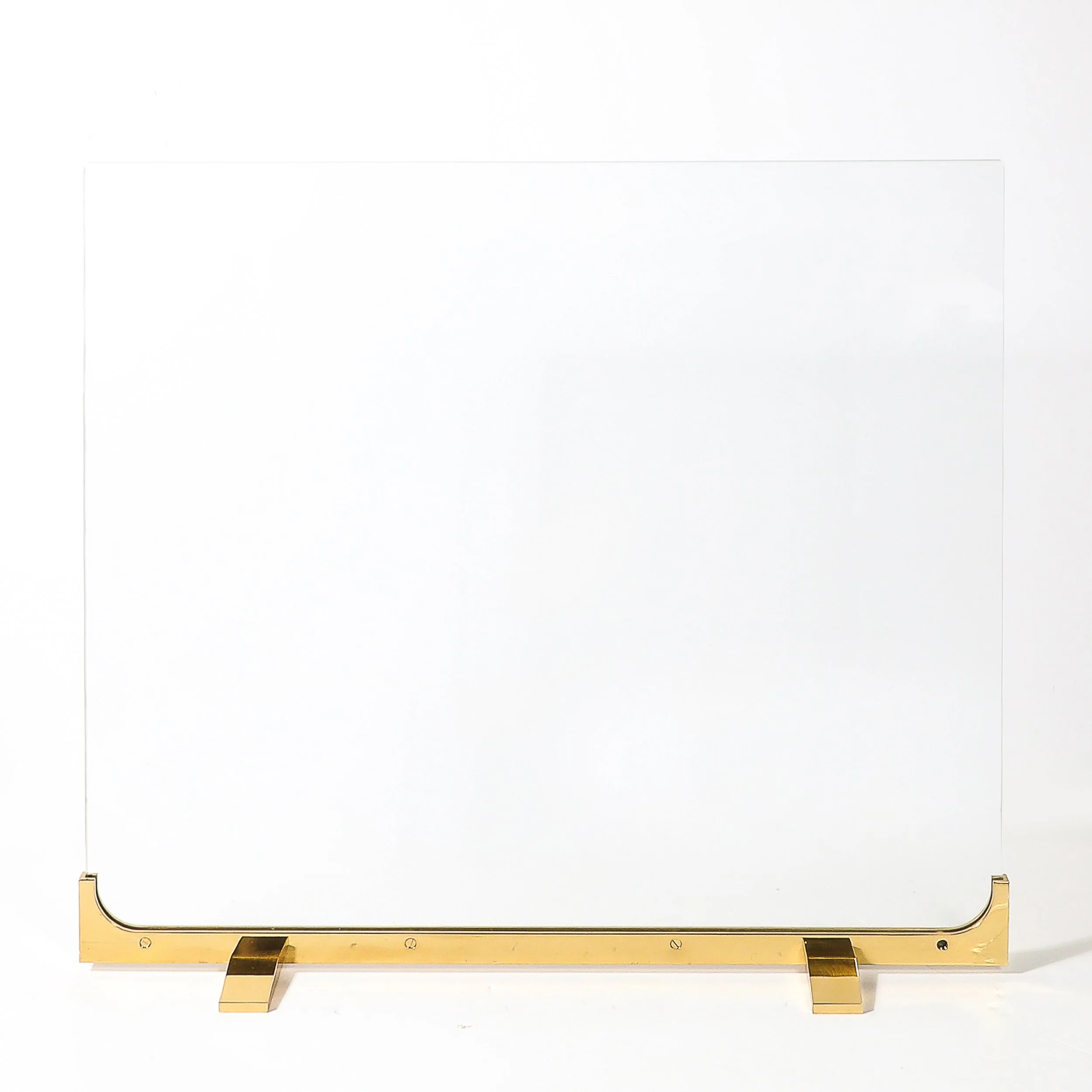 Mid-Century Sculptural Polished Brass & Glass Fireplace Screen — image 9