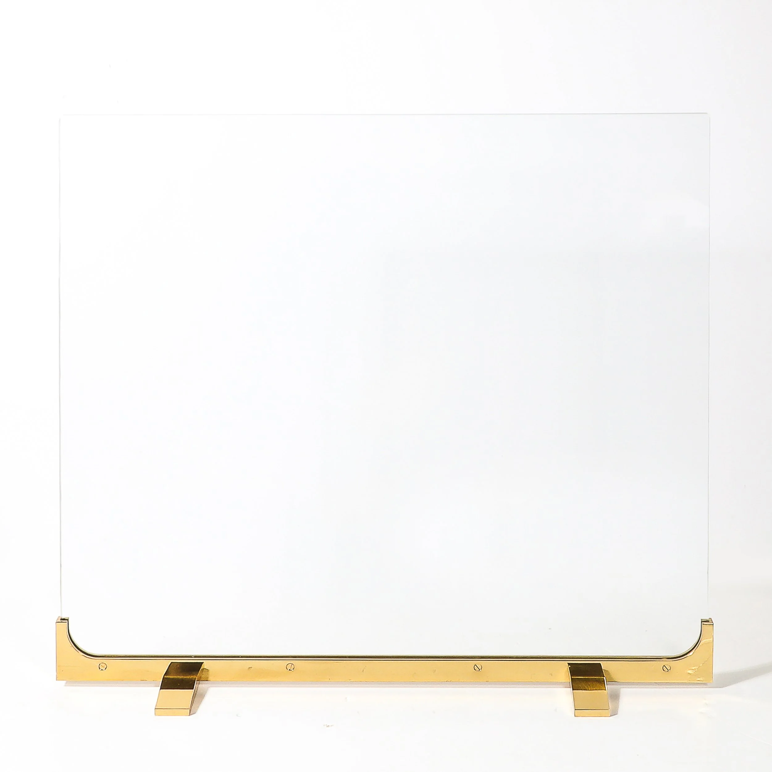 Mid-Century Sculptural Polished Brass & Glass Fireplace Screen — image 10