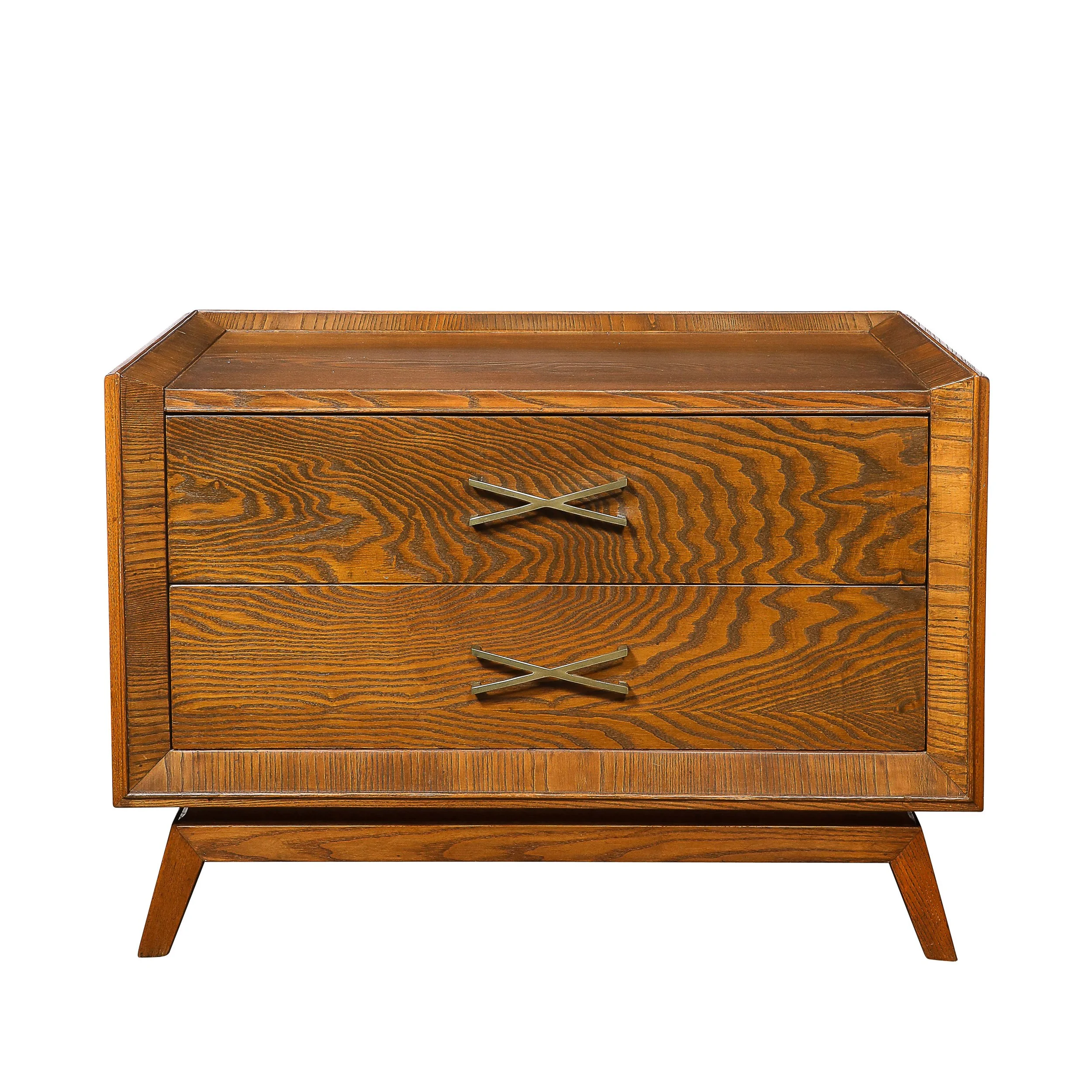 Mid-Century Paul Frankl Cerused Oak Chest of Drawers & X-Form Brass Pulls — image 1