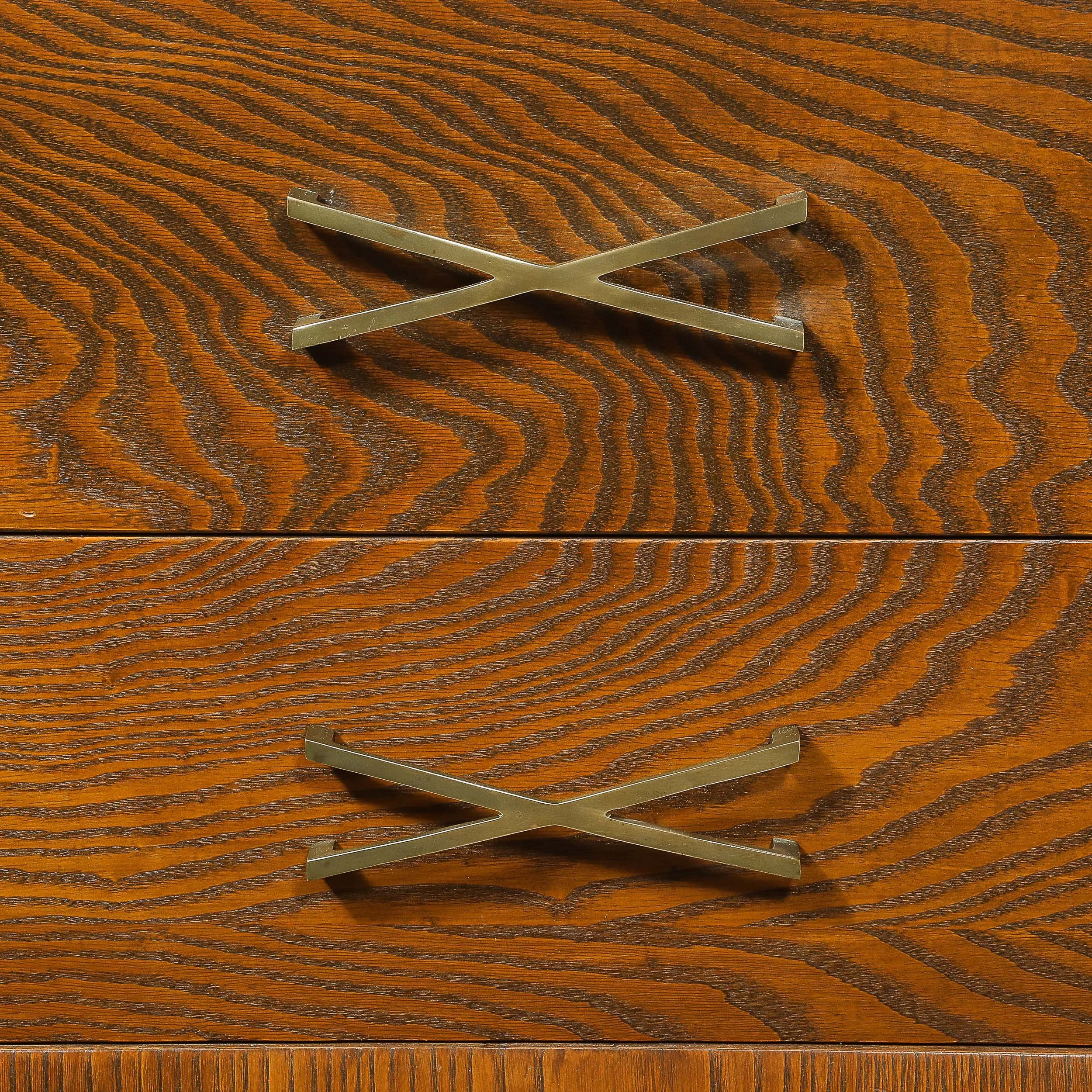 Mid-Century Paul Frankl Cerused Oak Chest of Drawers & X-Form Brass Pulls — image 2