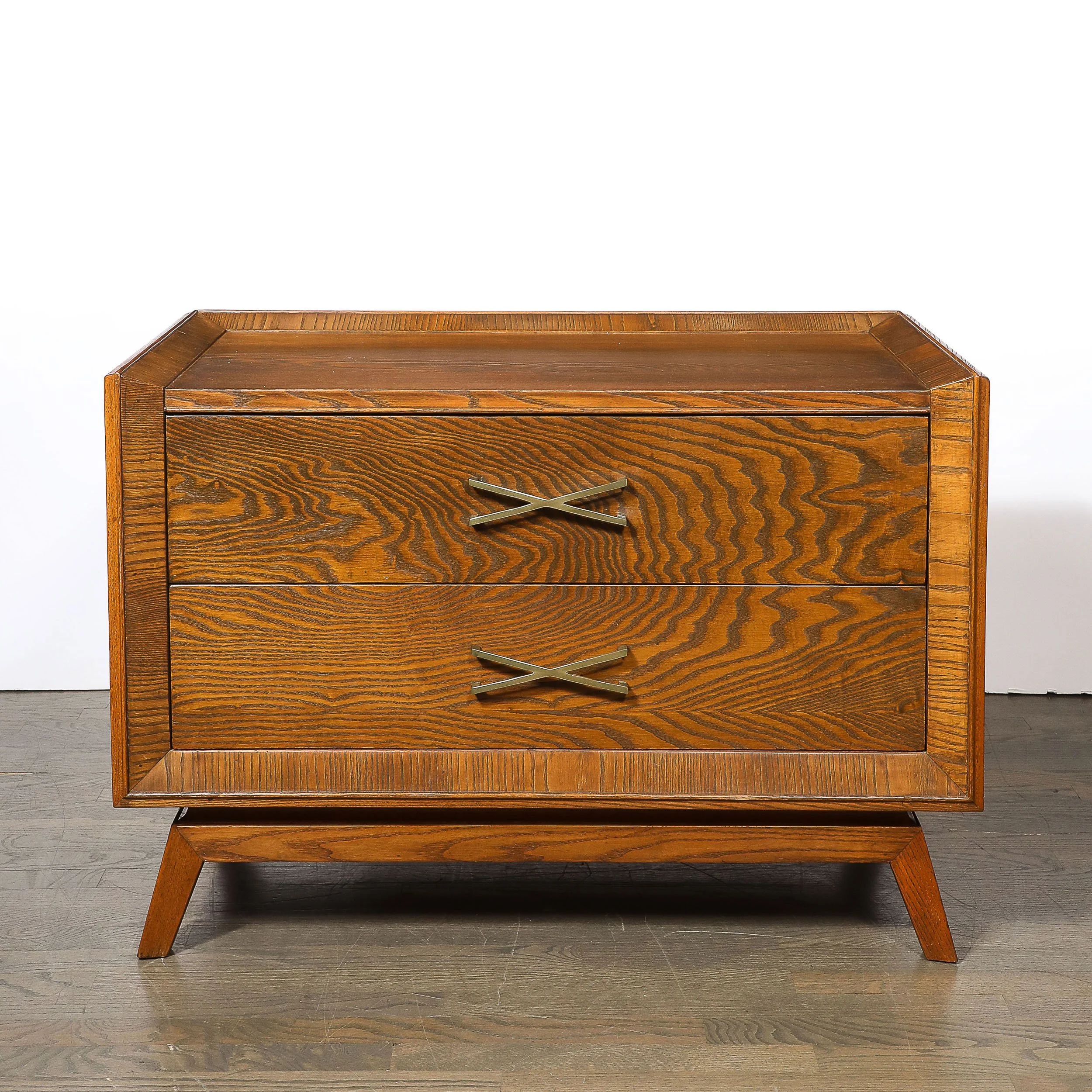 Mid-Century Paul Frankl Cerused Oak Chest of Drawers & X-Form Brass Pulls — image 3