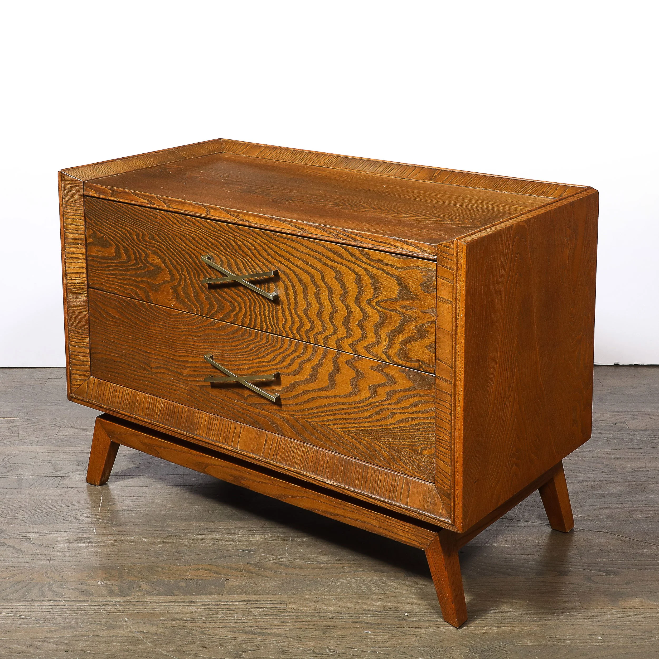 Mid-Century Paul Frankl Cerused Oak Chest of Drawers & X-Form Brass Pulls — image 4