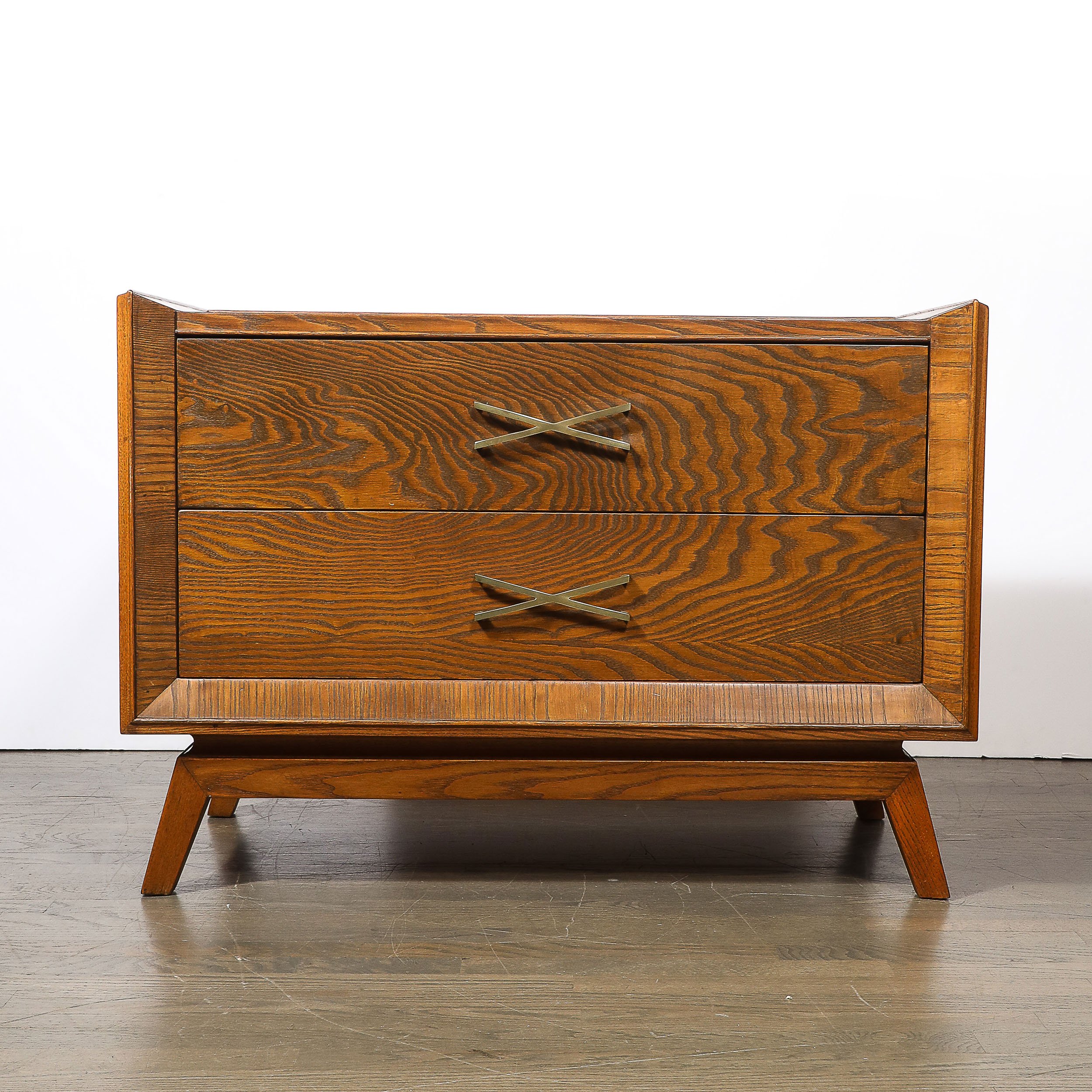Mid-Century Paul Frankl Cerused Oak Chest of Drawers & X-Form Brass Pulls — image 5