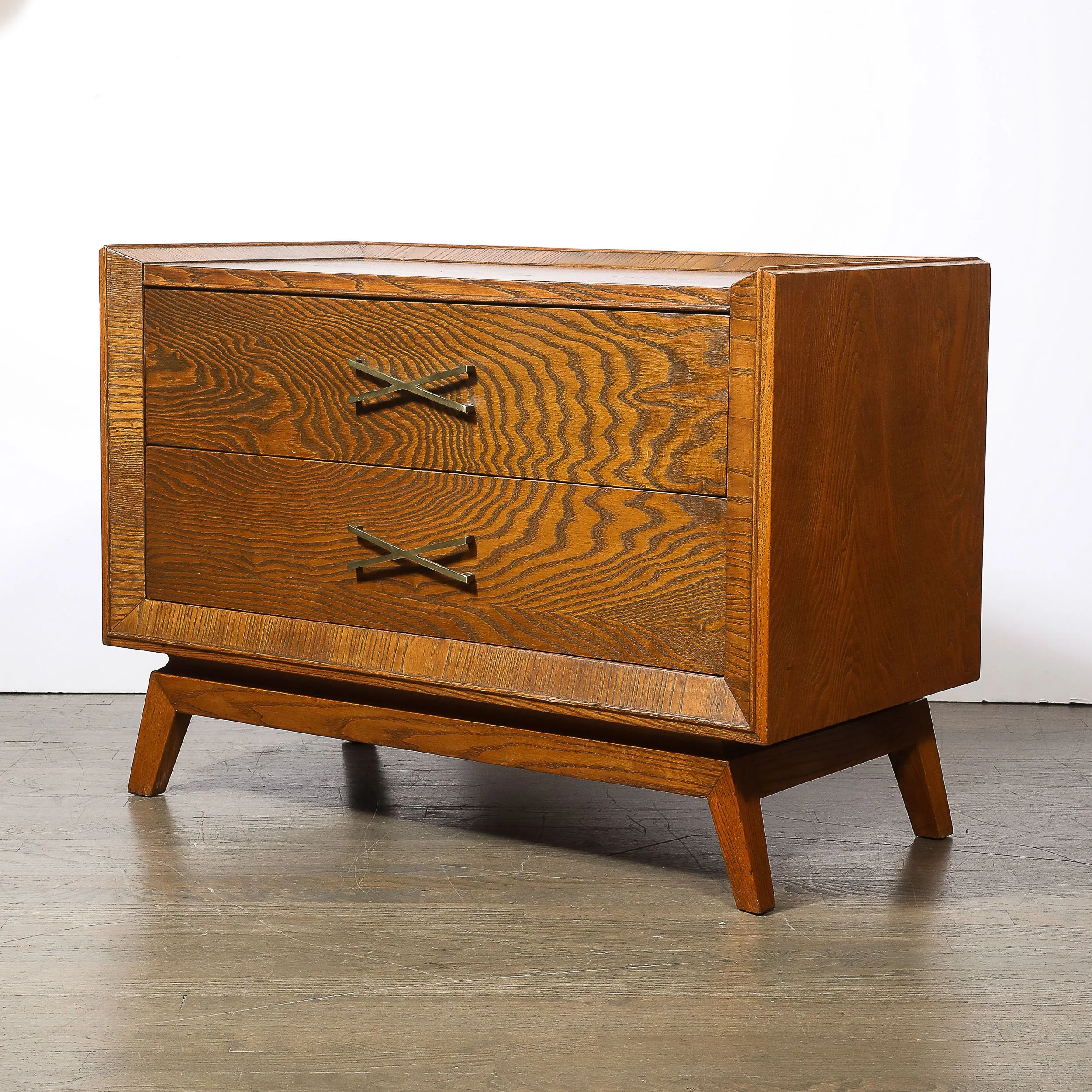 Mid-Century Paul Frankl Cerused Oak Chest of Drawers & X-Form Brass Pulls — image 7