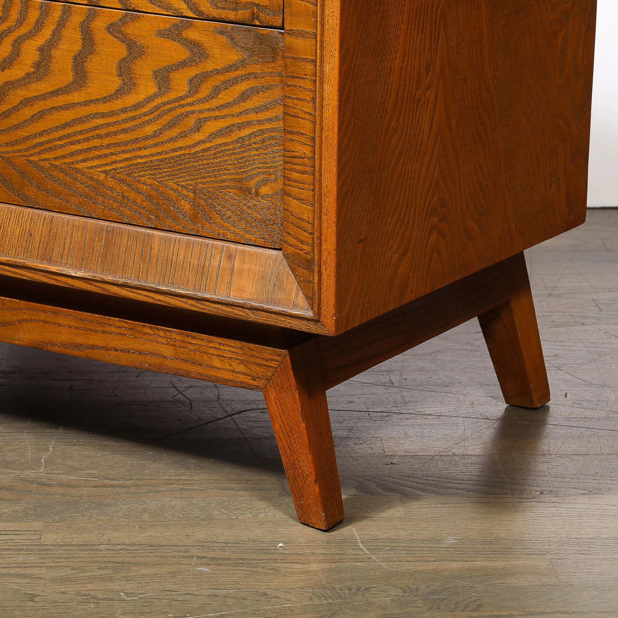 Mid-Century Paul Frankl Cerused Oak Chest of Drawers & X-Form Brass Pulls — image 8