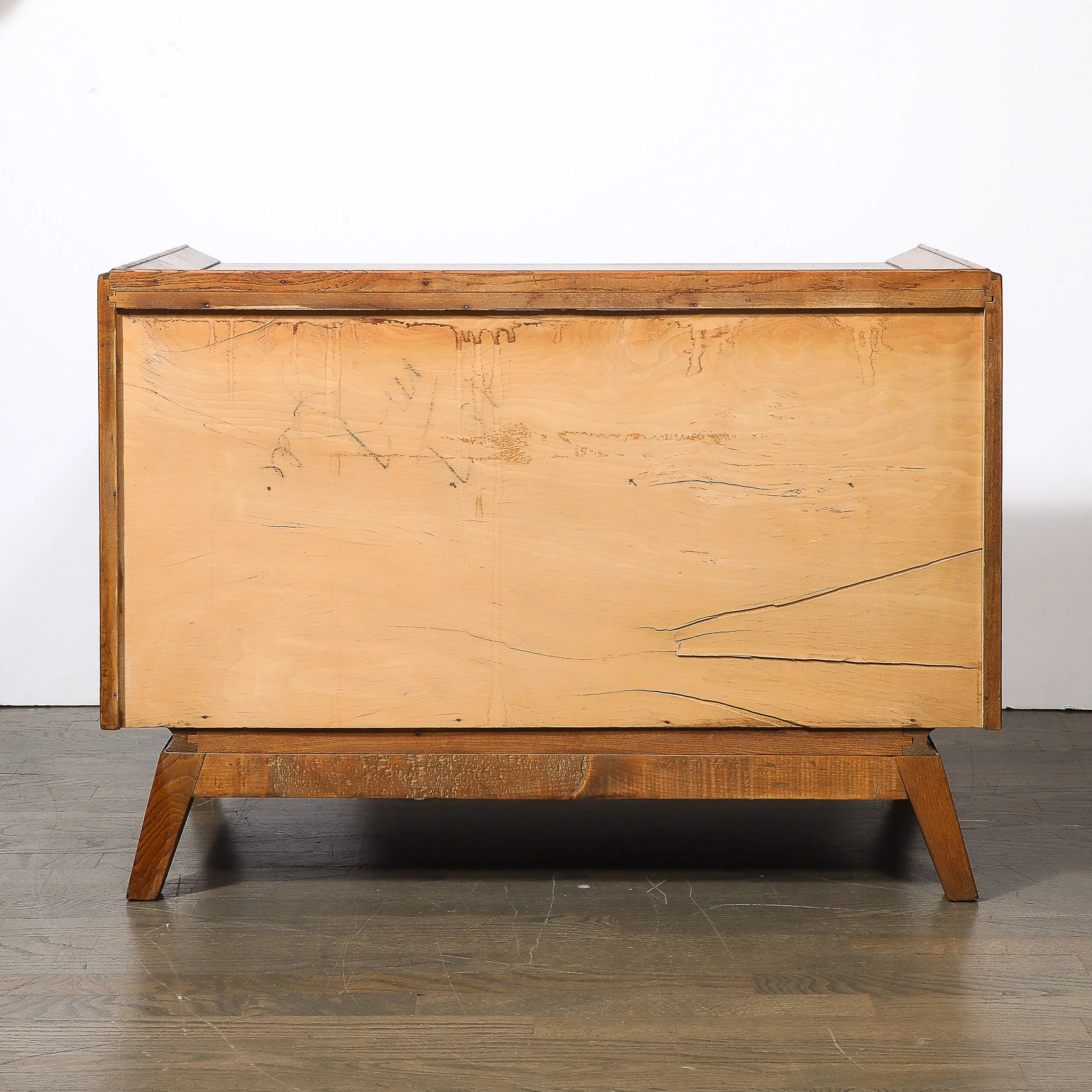 Mid-Century Paul Frankl Cerused Oak Chest of Drawers & X-Form Brass Pulls — image 11