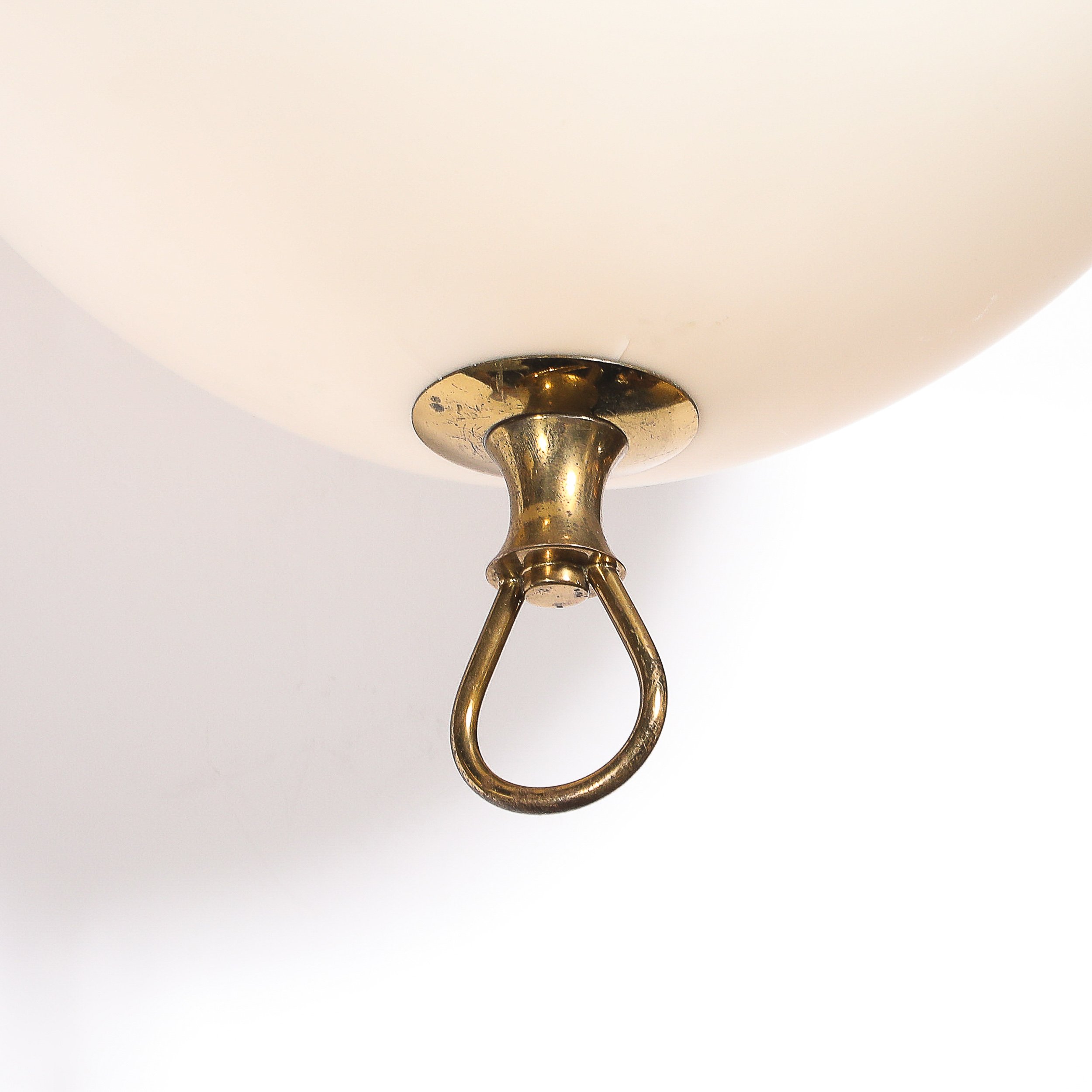 Mid-Century Murano Glass & Brass Banded Detailed Pendant Chandelier — image 6