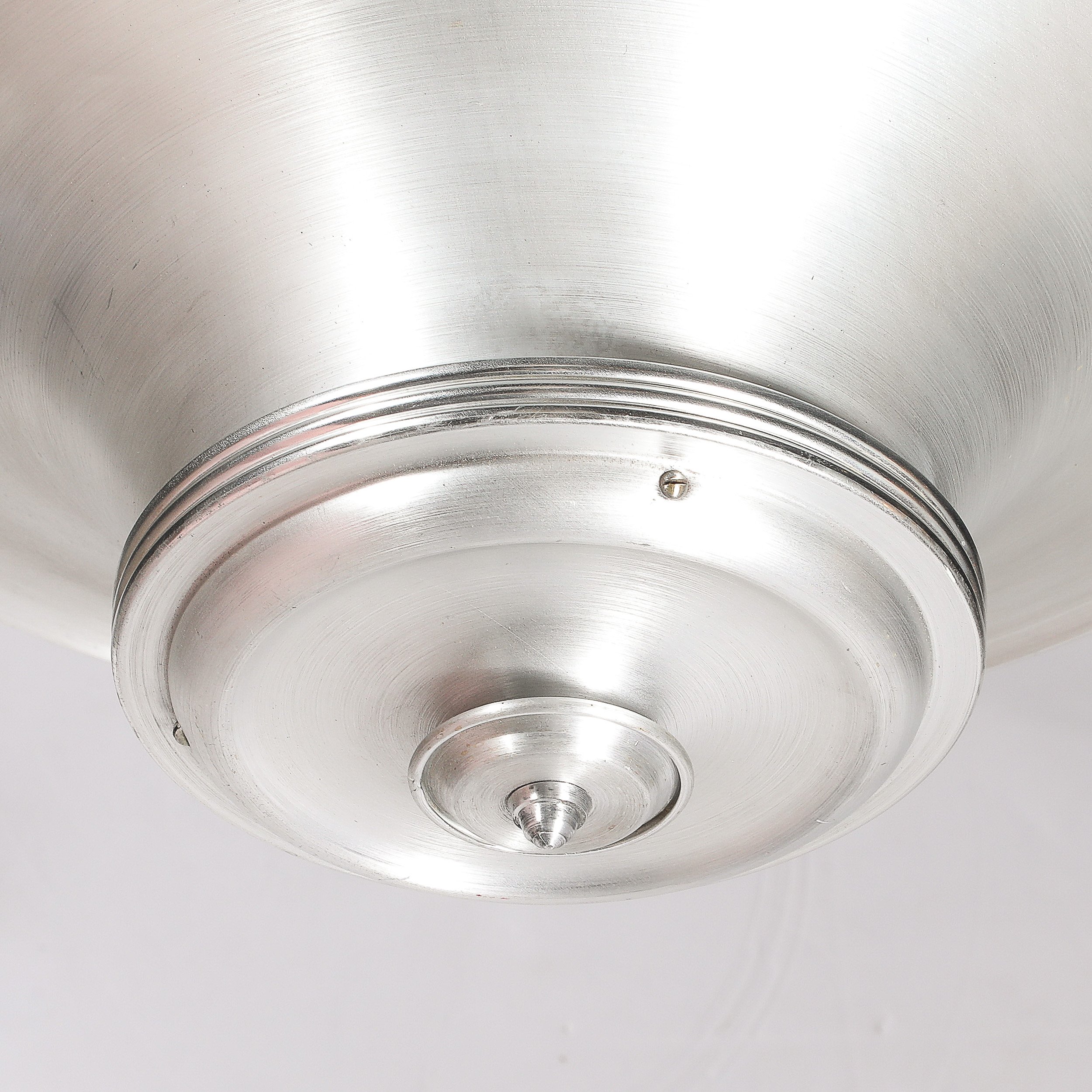 Art Deco Machine Age Brushed Aluminum Pendant Chandelier signed Edwin Guff — image 2