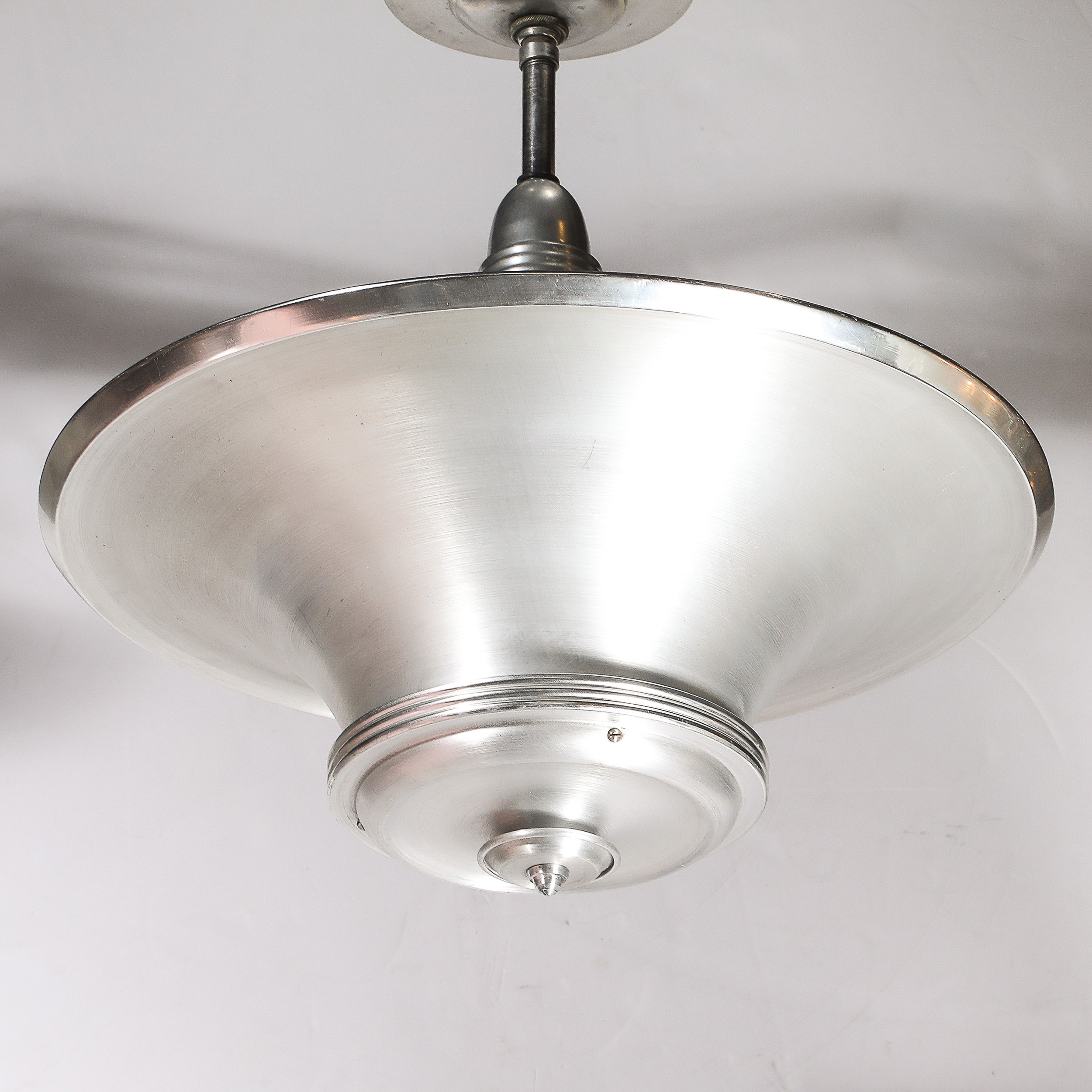 Art Deco Machine Age Brushed Aluminum Pendant Chandelier signed Edwin Guff — image 5