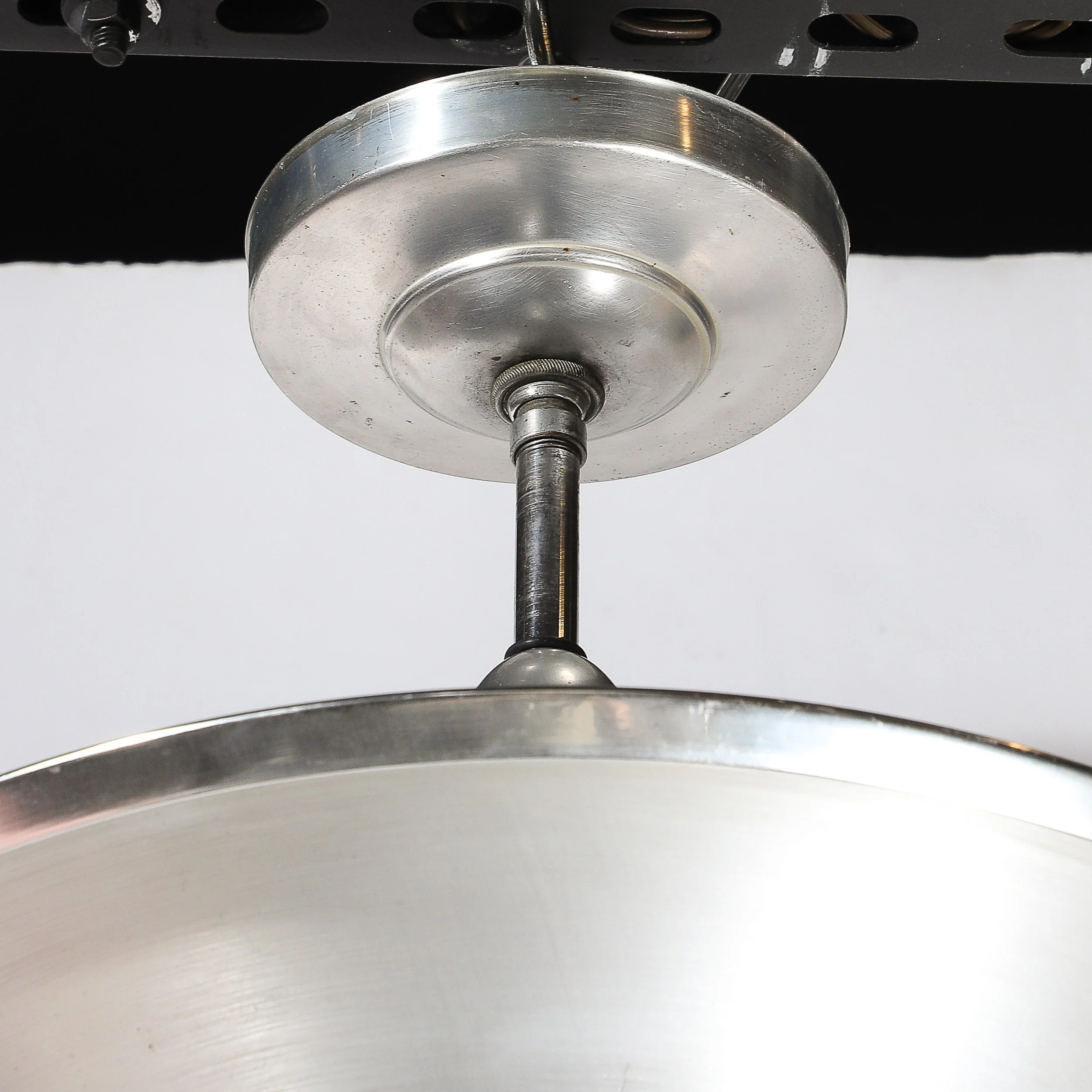 Art Deco Machine Age Brushed Aluminum Pendant Chandelier signed Edwin Guff — image 7