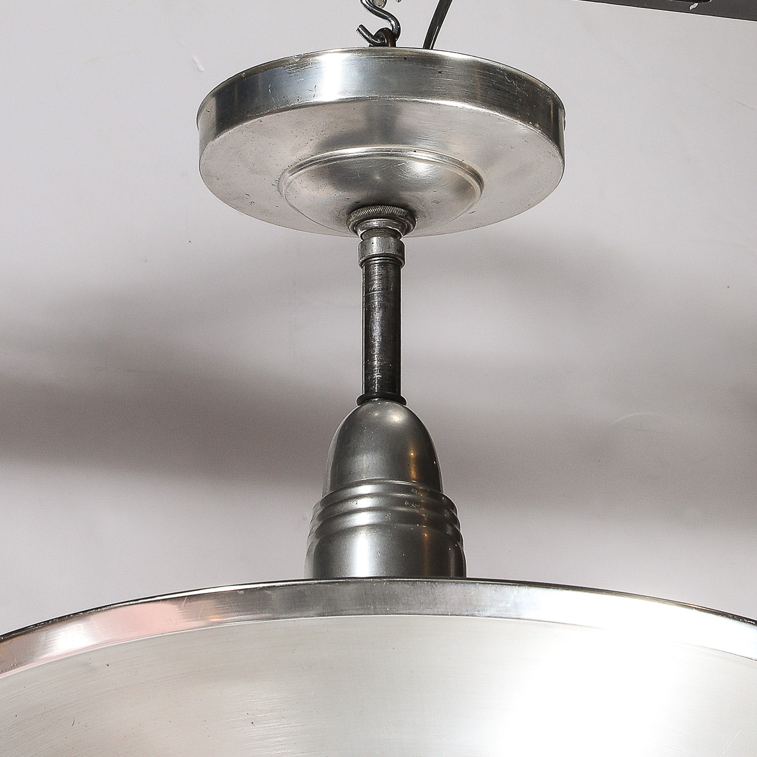 Art Deco Machine Age Brushed Aluminum Pendant Chandelier signed Edwin Guff — image 10