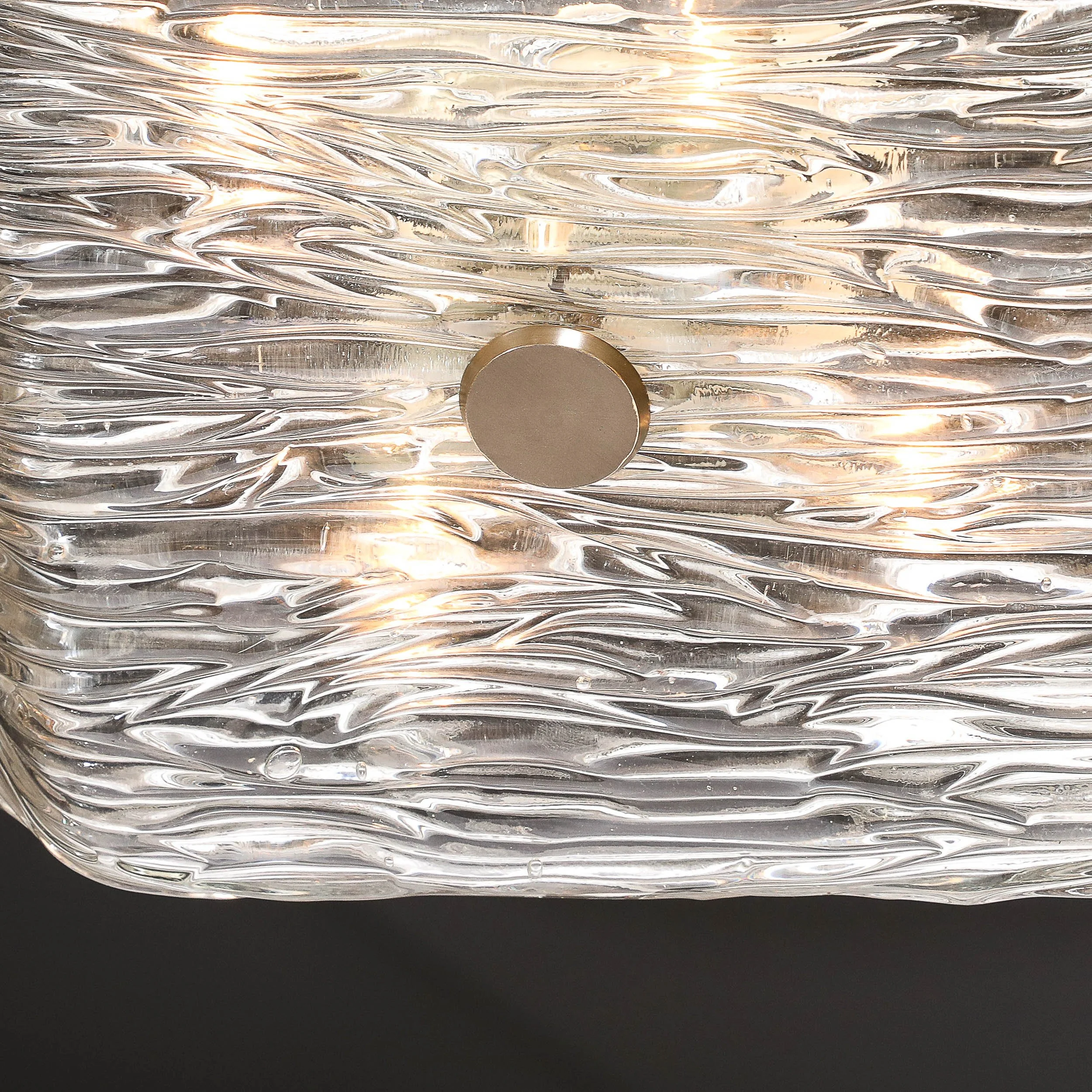 Mid-Century Murano Hand-Blown Textural Clear Glass Venini Flush Mount Chandelier — image 10