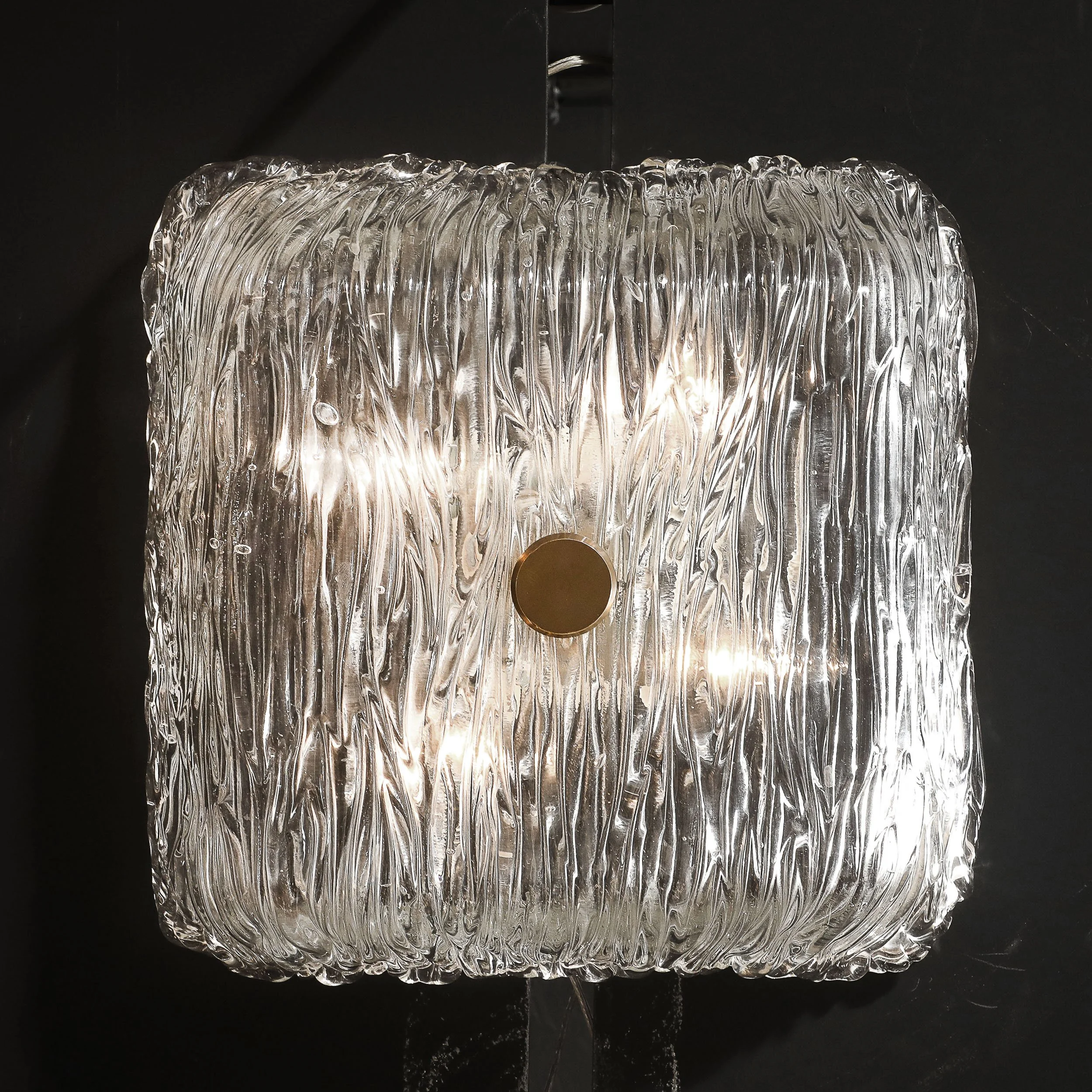 Mid-Century Murano Hand-Blown Textural Clear Glass Venini Flush Mount Chandelier — image 18