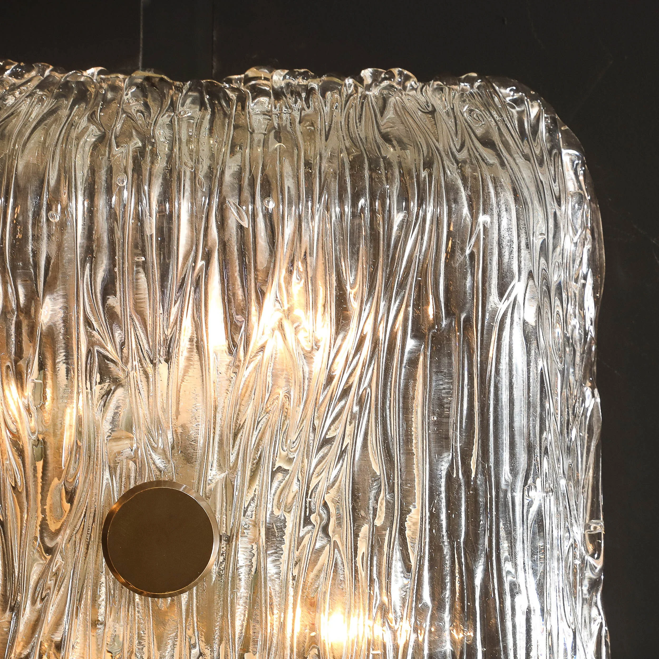 Mid-Century Murano Hand-Blown Textural Clear Glass Venini Flush Mount Chandelier — image 19