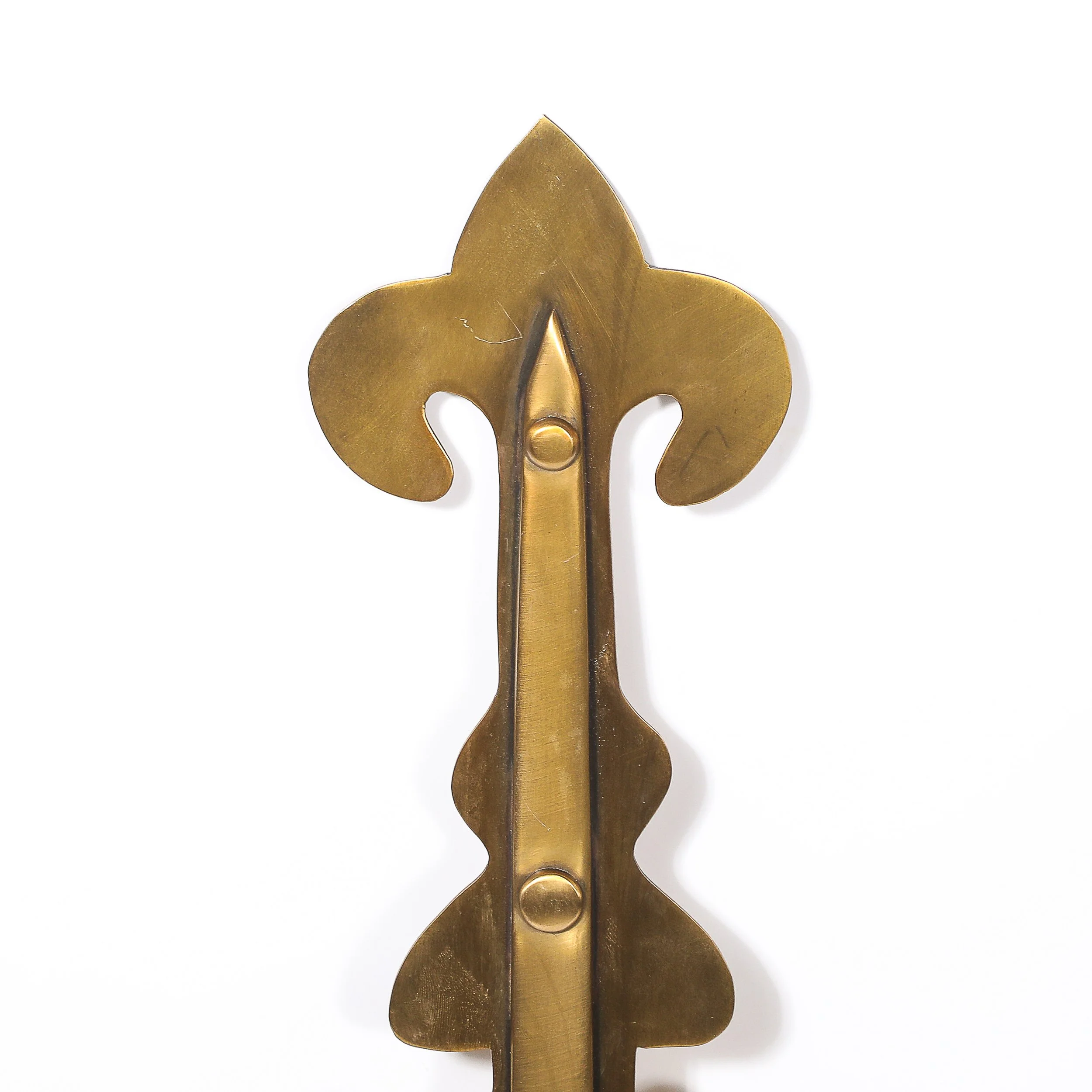 Pair of Mid-Century Brass Two-Arm Sconces w/ Sculptural Volute Motif — image 4