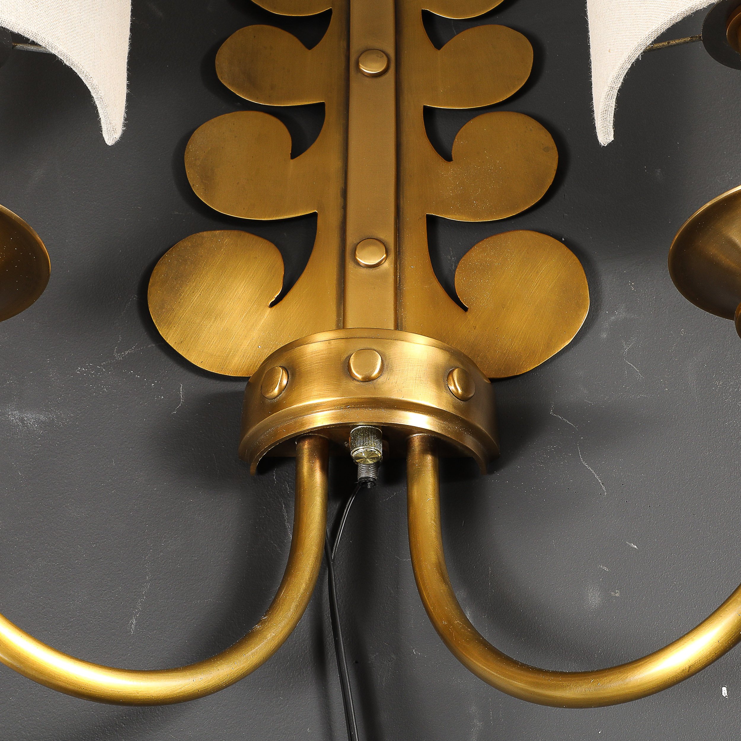 Pair of Mid-Century Brass Two-Arm Sconces w/ Sculptural Volute Motif — image 18