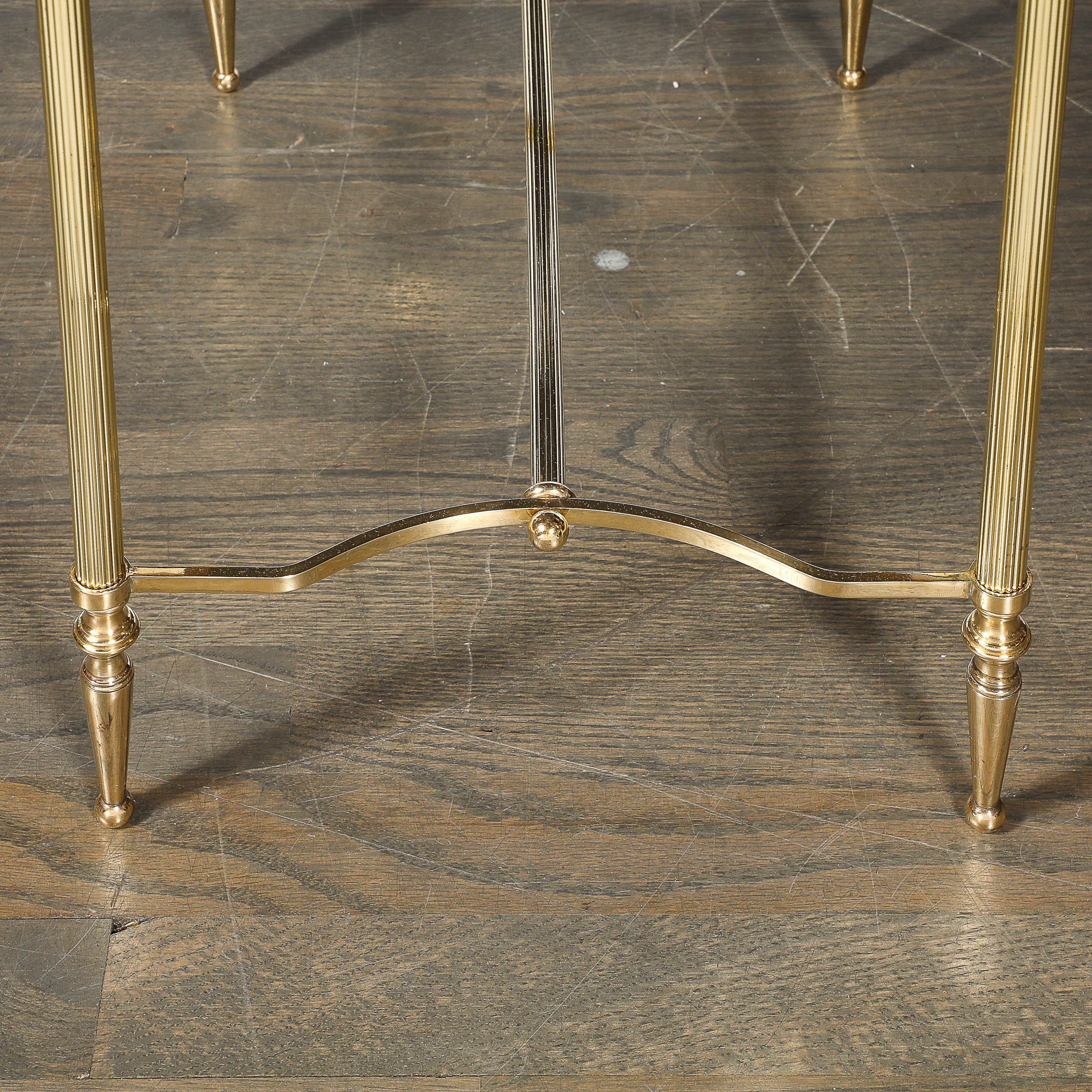 Mid-Century Brass & Inset Vitrolite Top Accent Side Table w/ Fluted Detailing — image 12