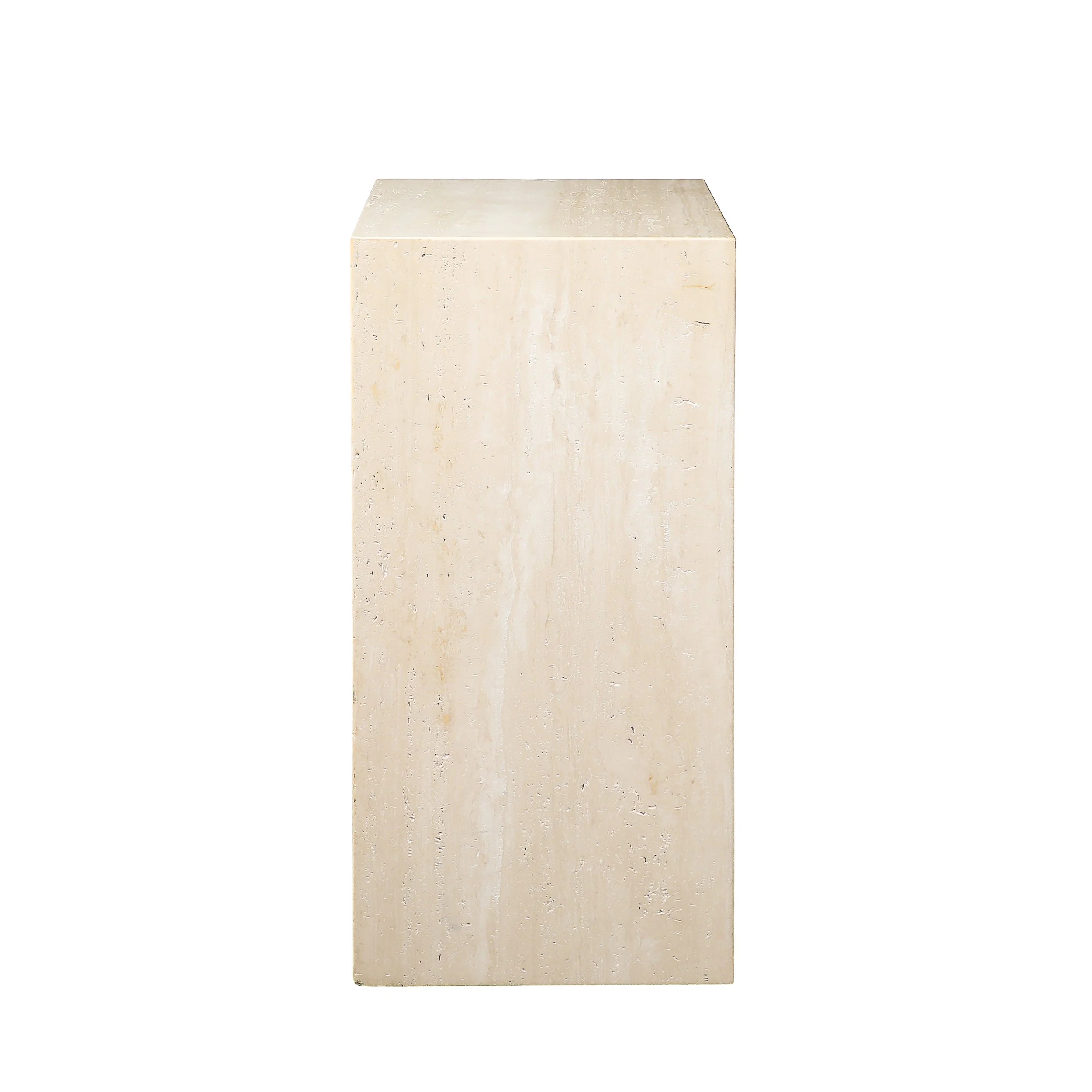 Mid-Century Modernist Rectilinear Minimal Travertine Pedestal — image 1