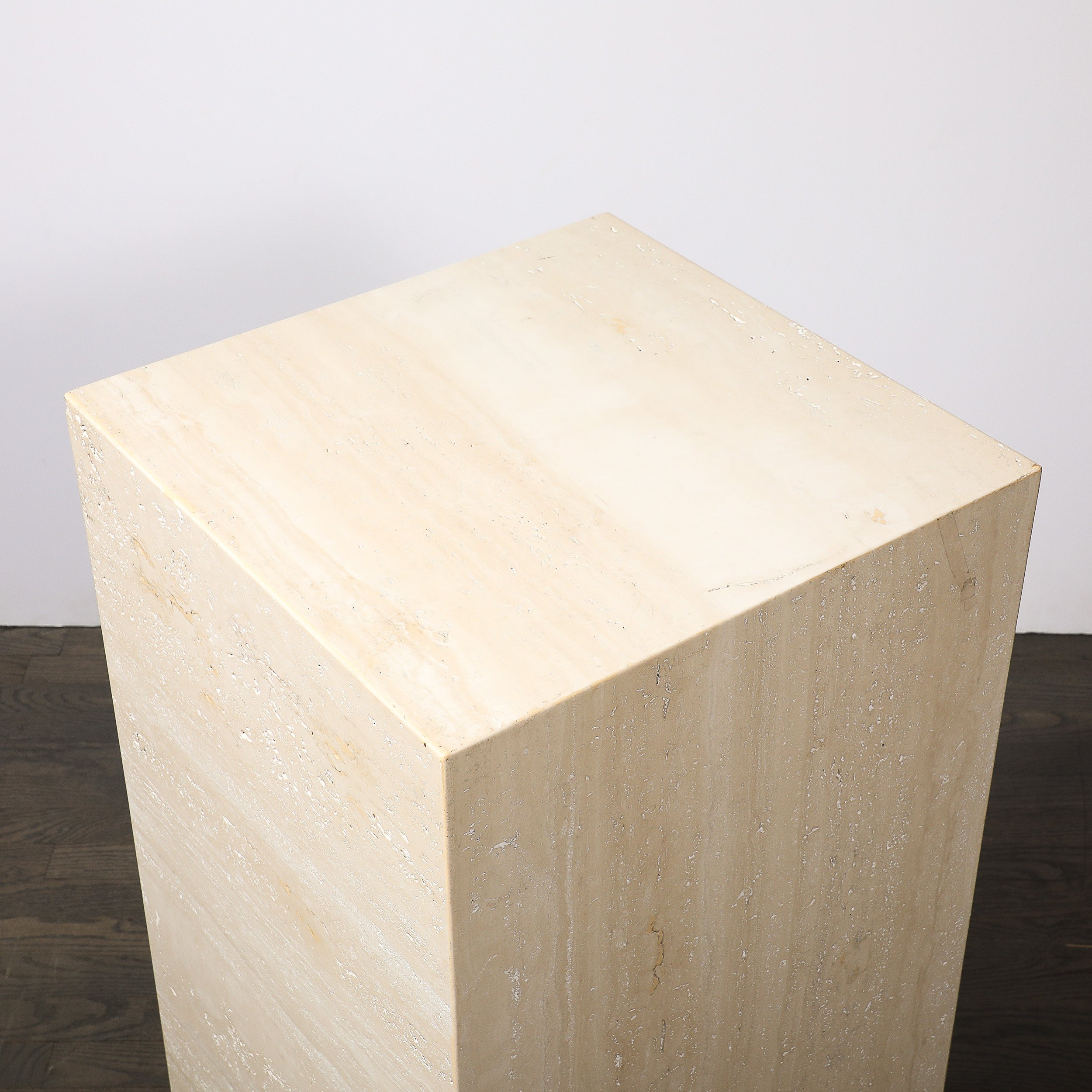 Mid-Century Modernist Rectilinear Minimal Travertine Pedestal — image 2