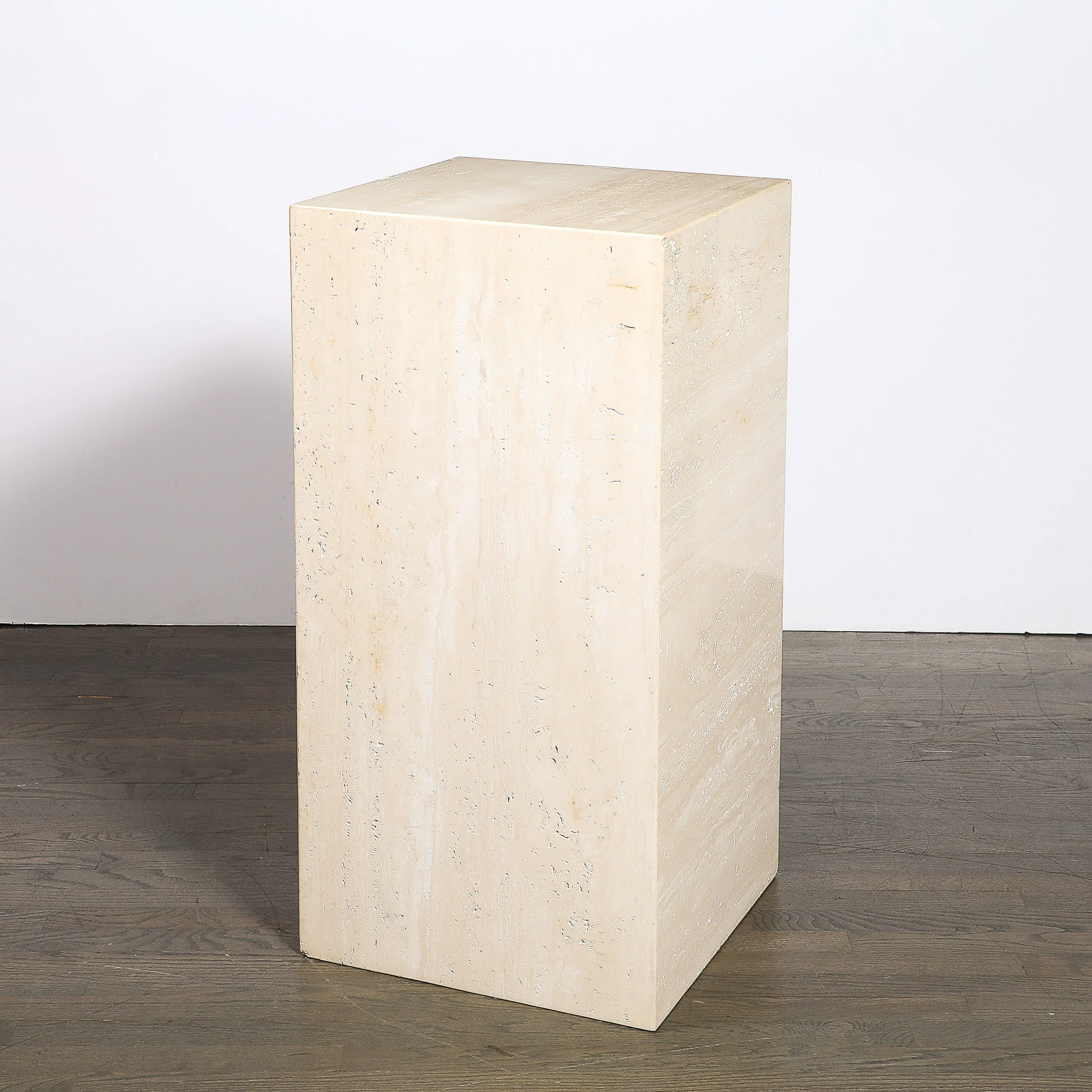 Mid-Century Modernist Rectilinear Minimal Travertine Pedestal — image 3