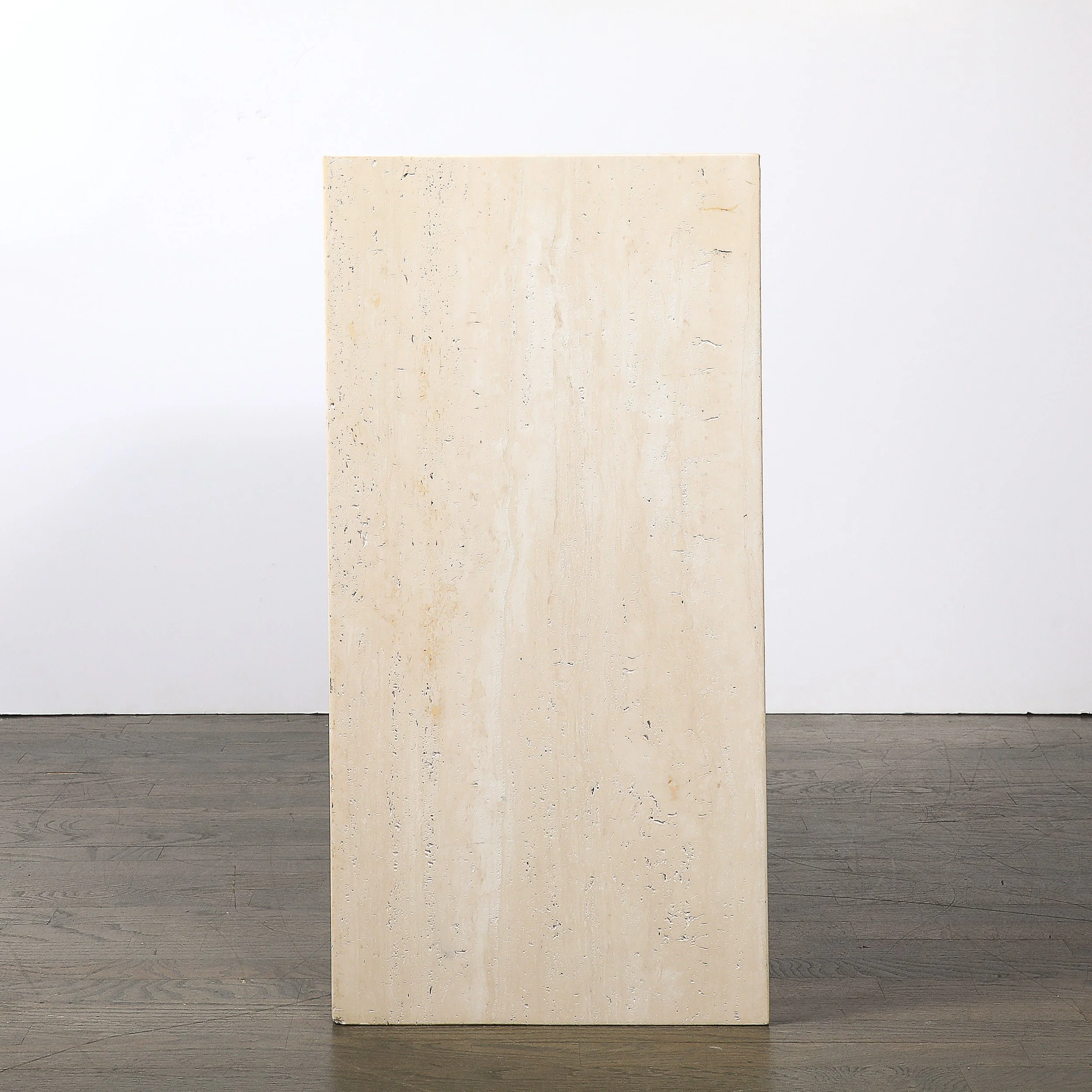 Mid-Century Modernist Rectilinear Minimal Travertine Pedestal — image 4