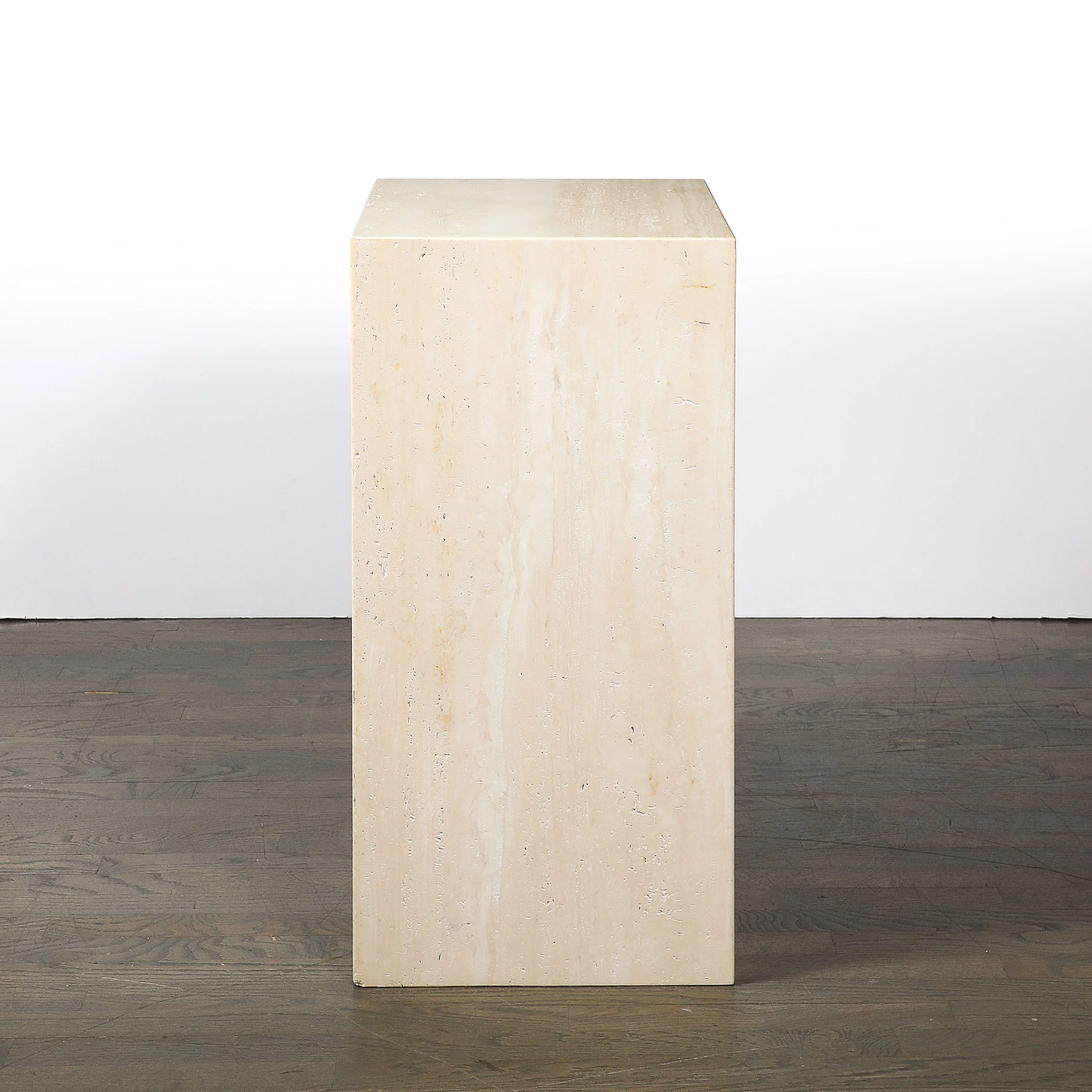 Mid-Century Modernist Rectilinear Minimal Travertine Pedestal — image 5