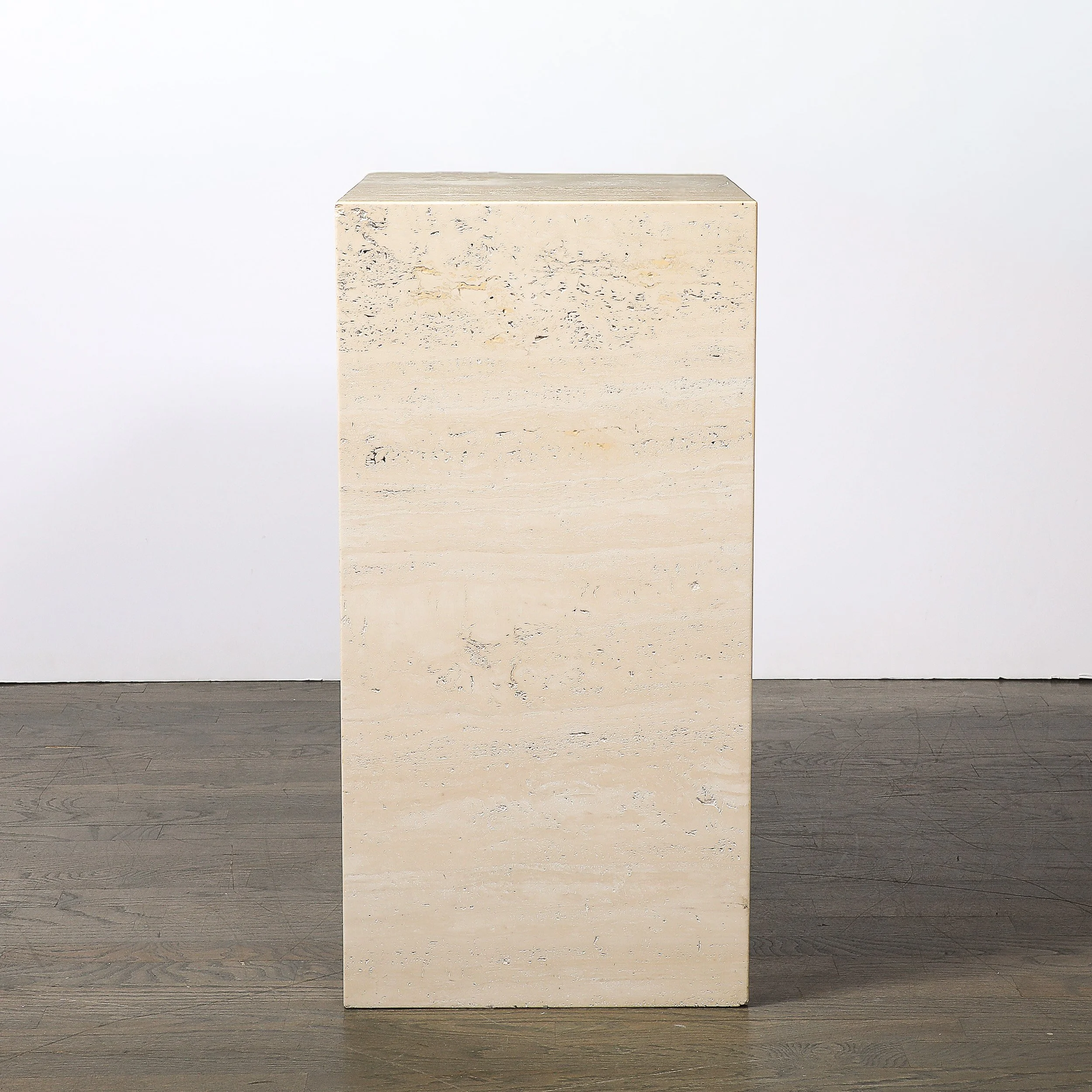 Mid-Century Modernist Rectilinear Minimal Travertine Pedestal — image 6