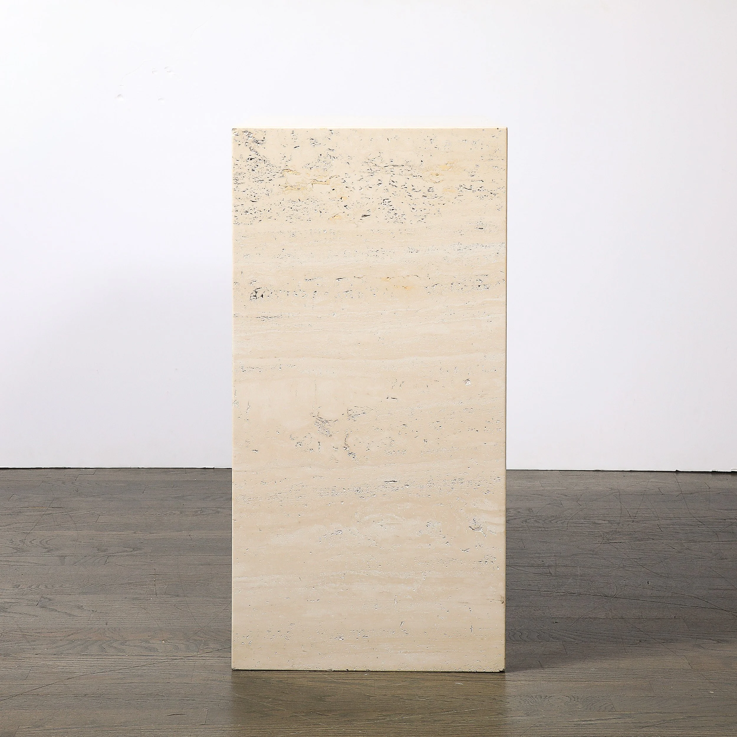Mid-Century Modernist Rectilinear Minimal Travertine Pedestal — image 7
